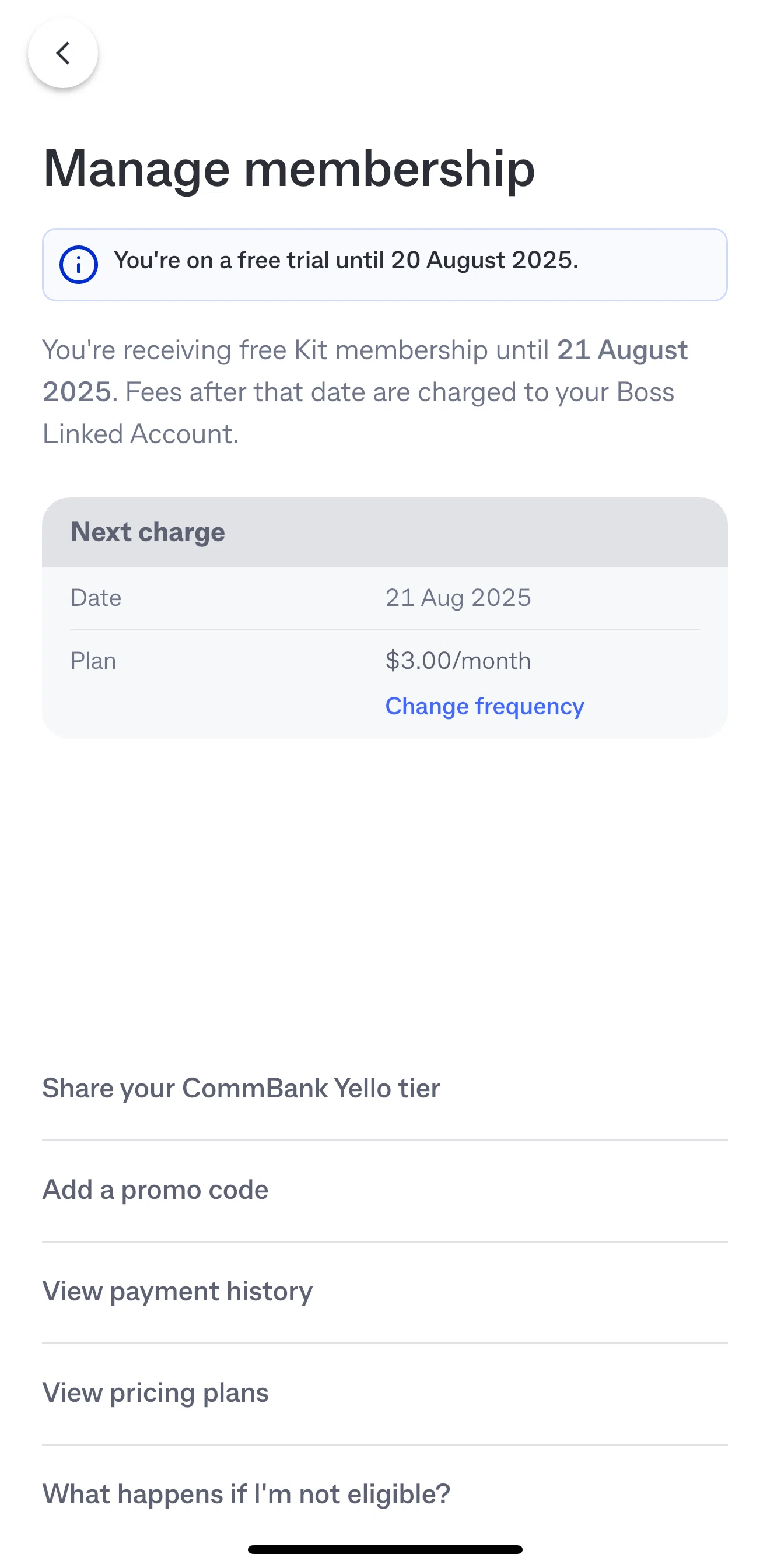 Kit Screen screen in the Payment history flow