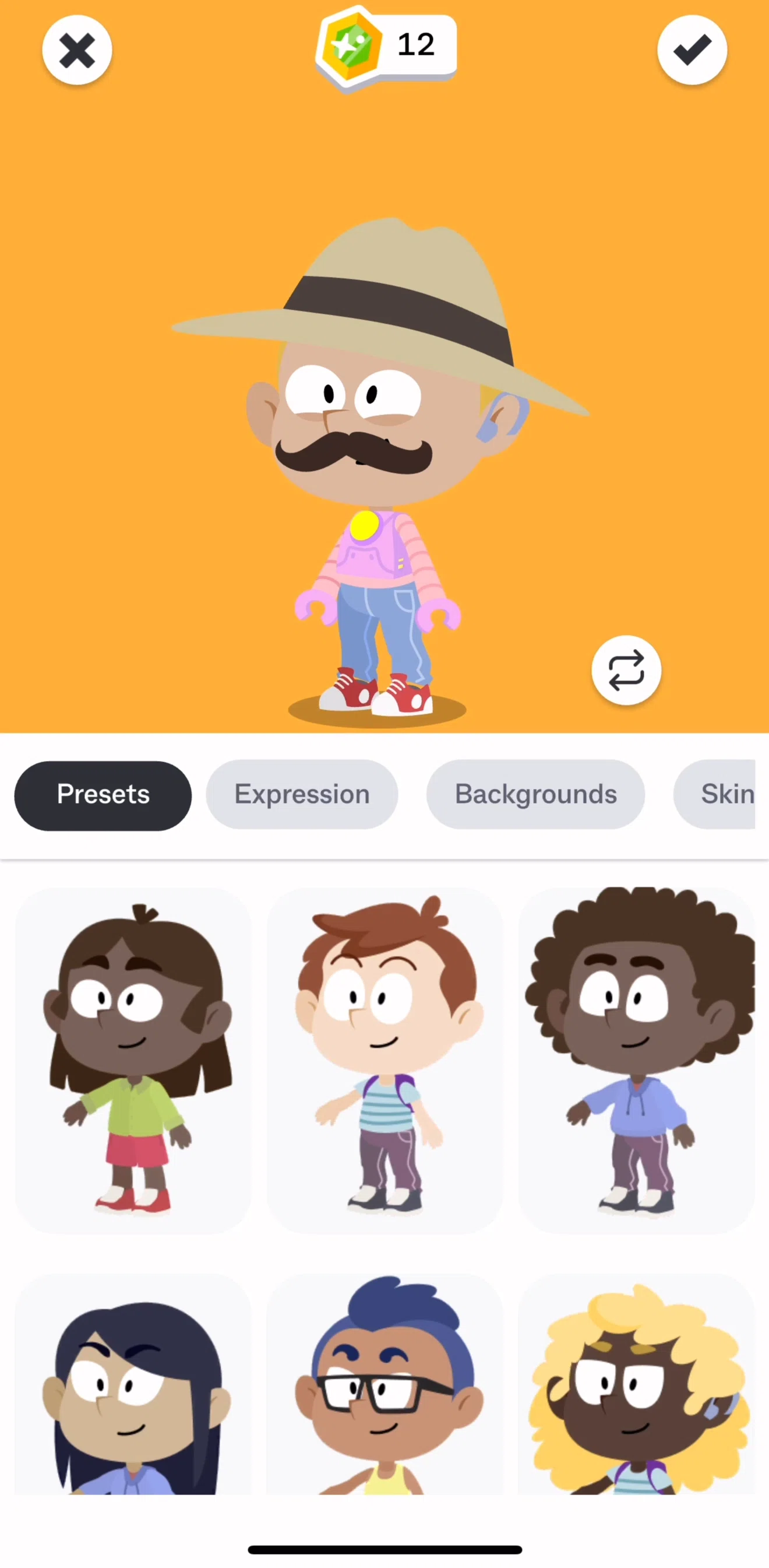 Kit Screen screen in the Shuffling avatars flow
