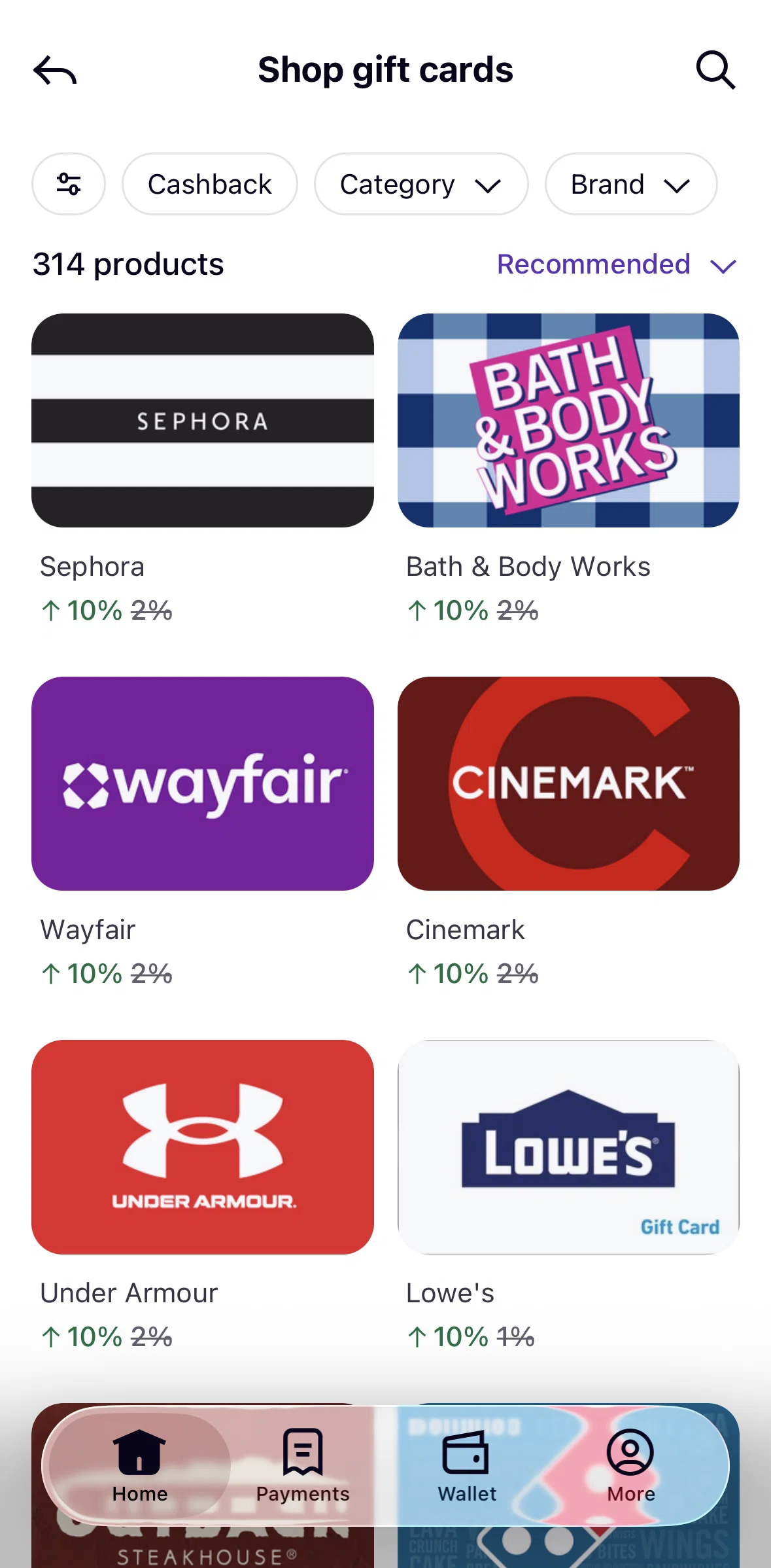 Klarna Screen screen in the Buy a gift card flow
