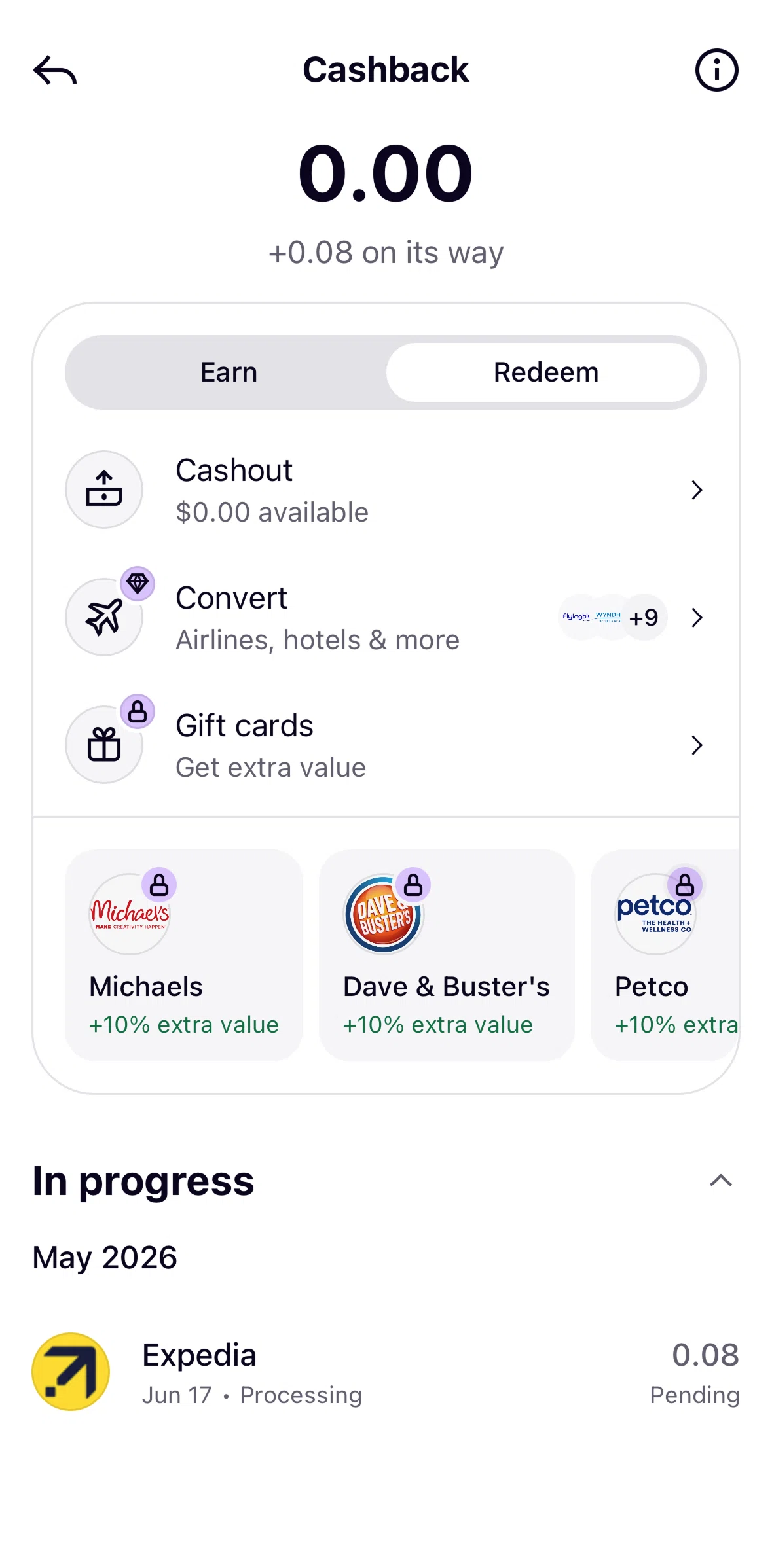 Klarna Screen screen in the Cashout flow
