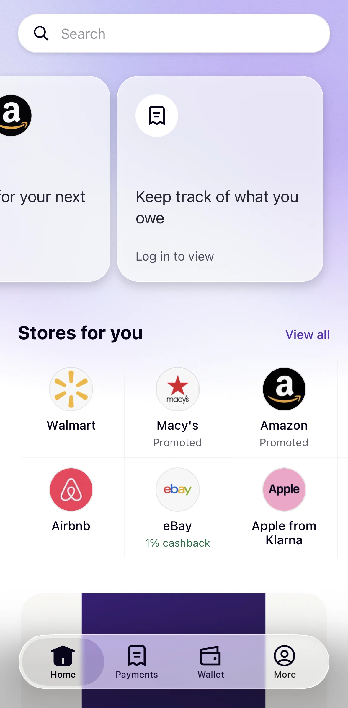 Klarna Screen screen in the Creating an account flow