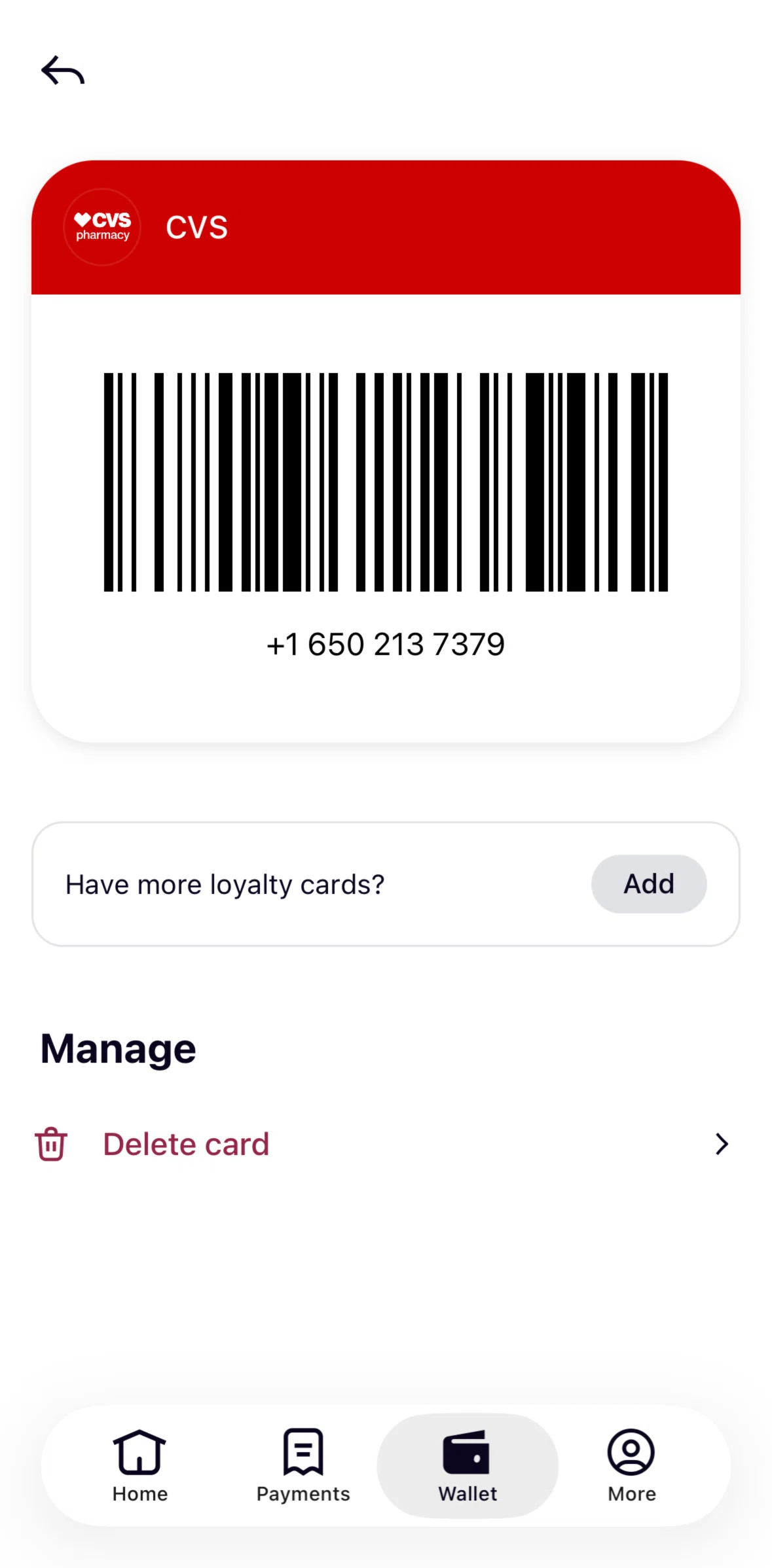 Klarna Screen screen in the Deleting a card flow