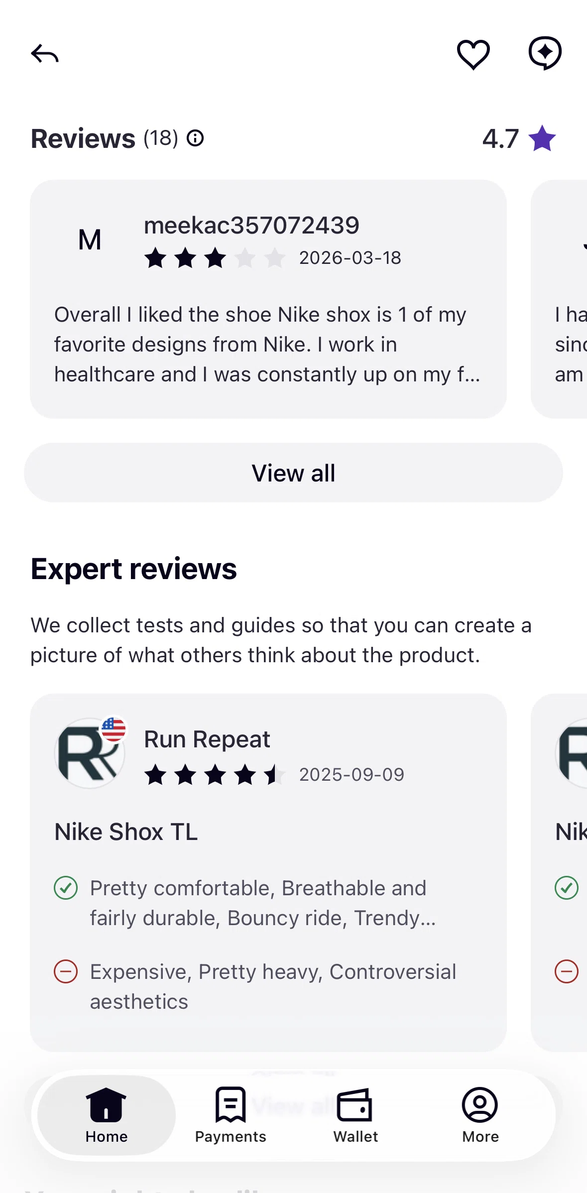 Klarna Screen screen in the Expert reviews flow