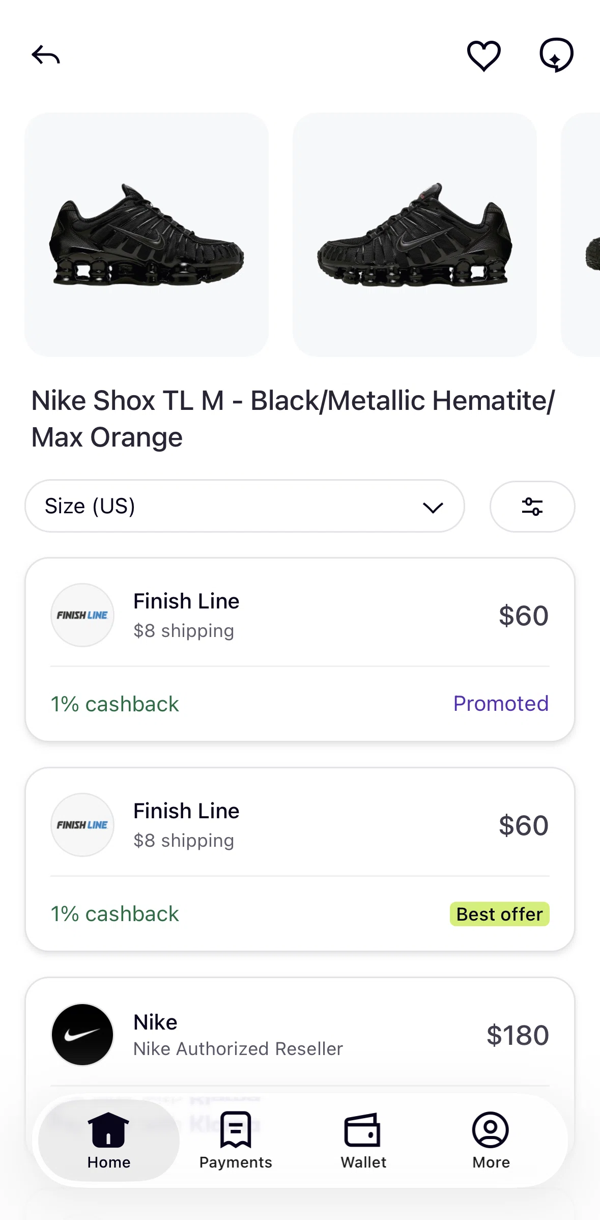 Klarna Screen screen in the Filtering stores (product detail) flow