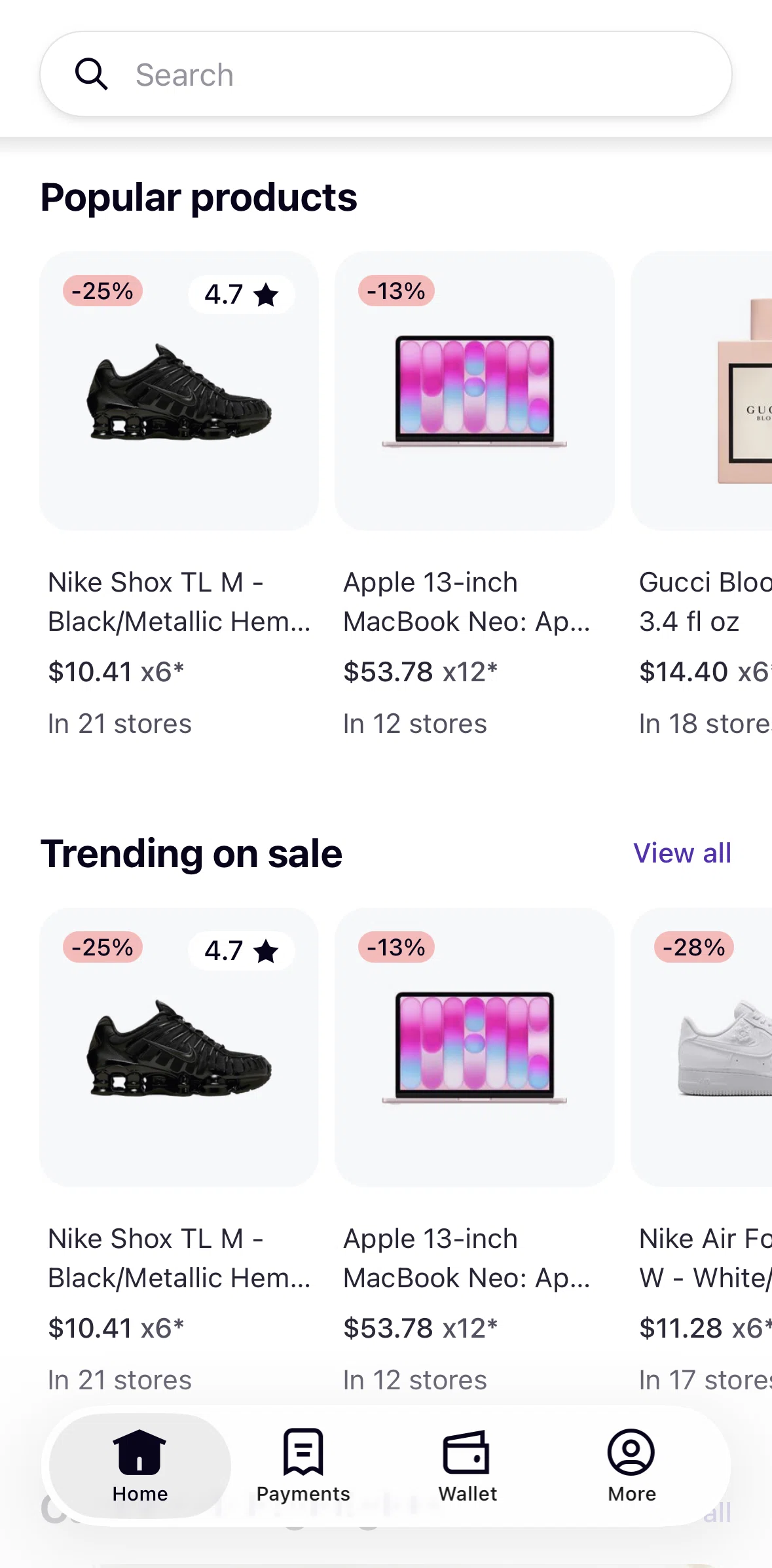 Klarna Screen screen in the Product detail flow