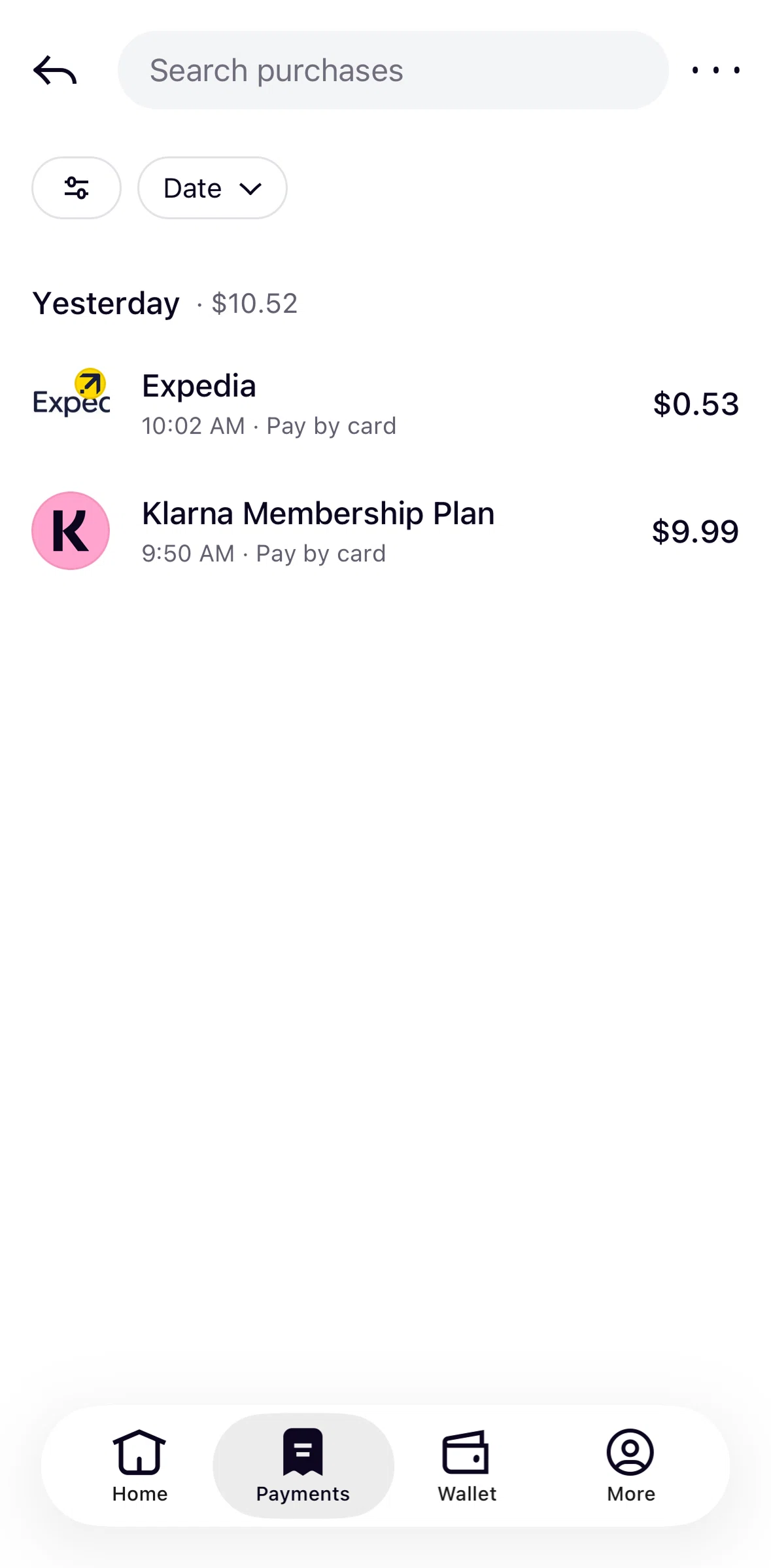 Klarna Screen screen in the Resell a product flow