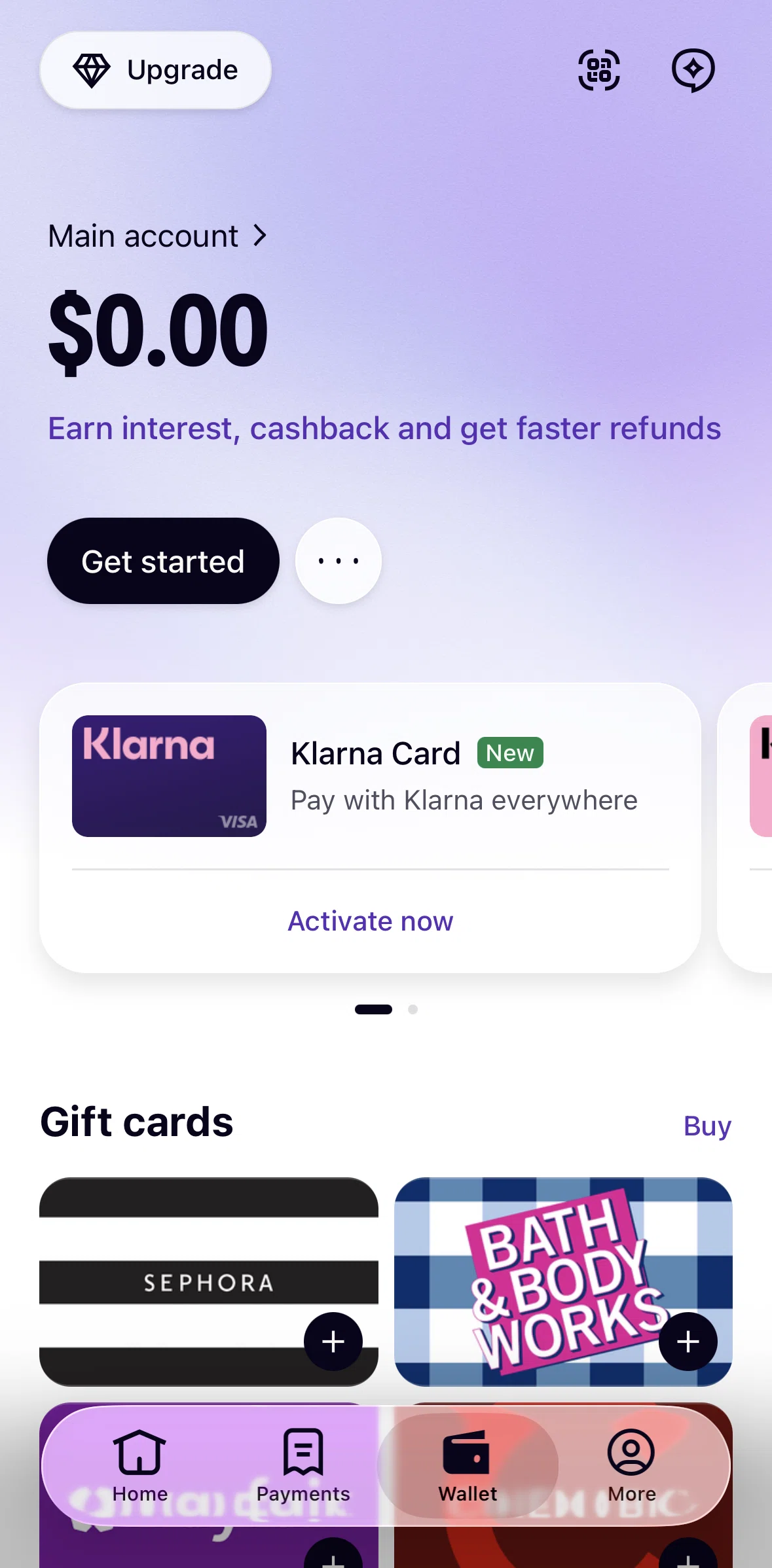 Klarna Screen screen in the Scanning a Klarna QR code flow