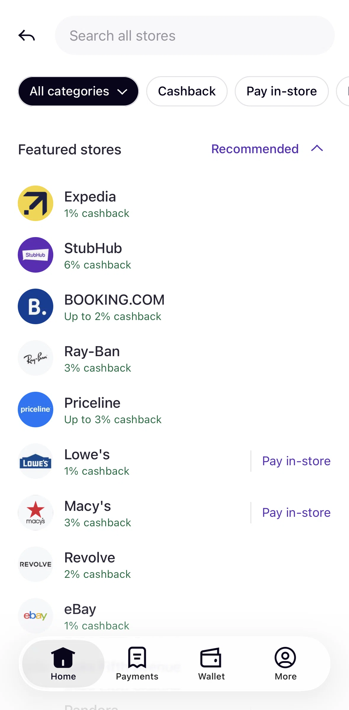 Klarna Screen screen in the Sorting stores flow