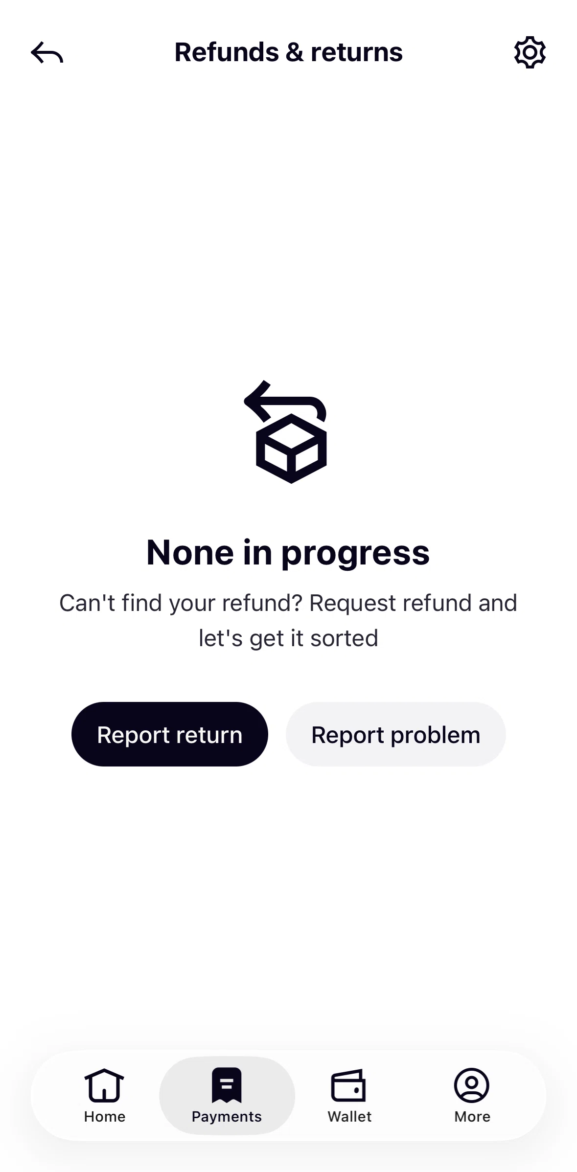 Klarna Screen screen in the Turning off sending refunds flow