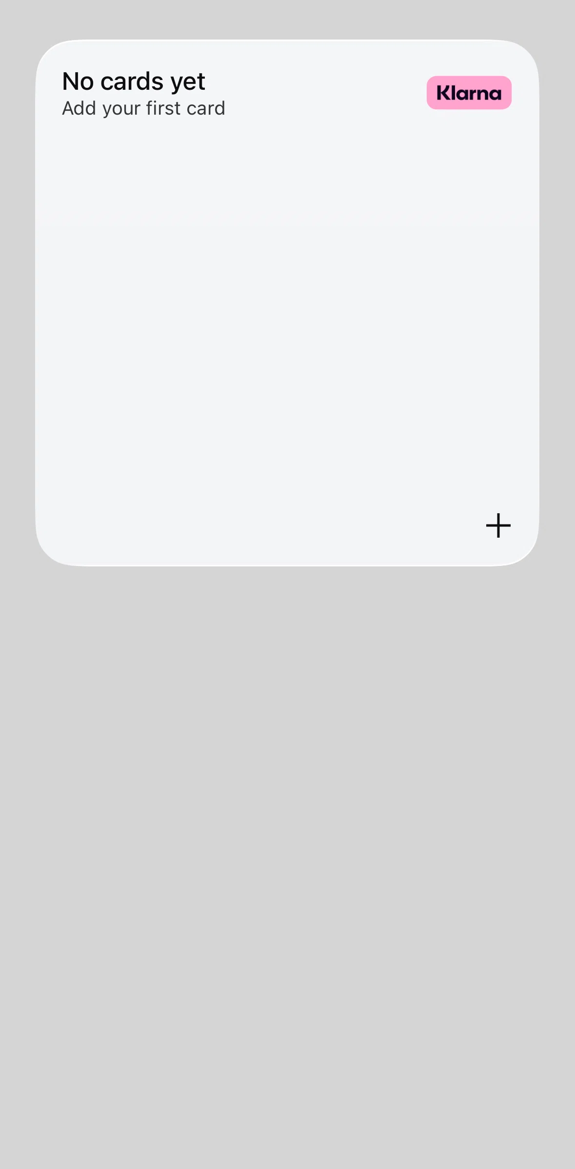 Klarna Screen screen in the Widgets flow