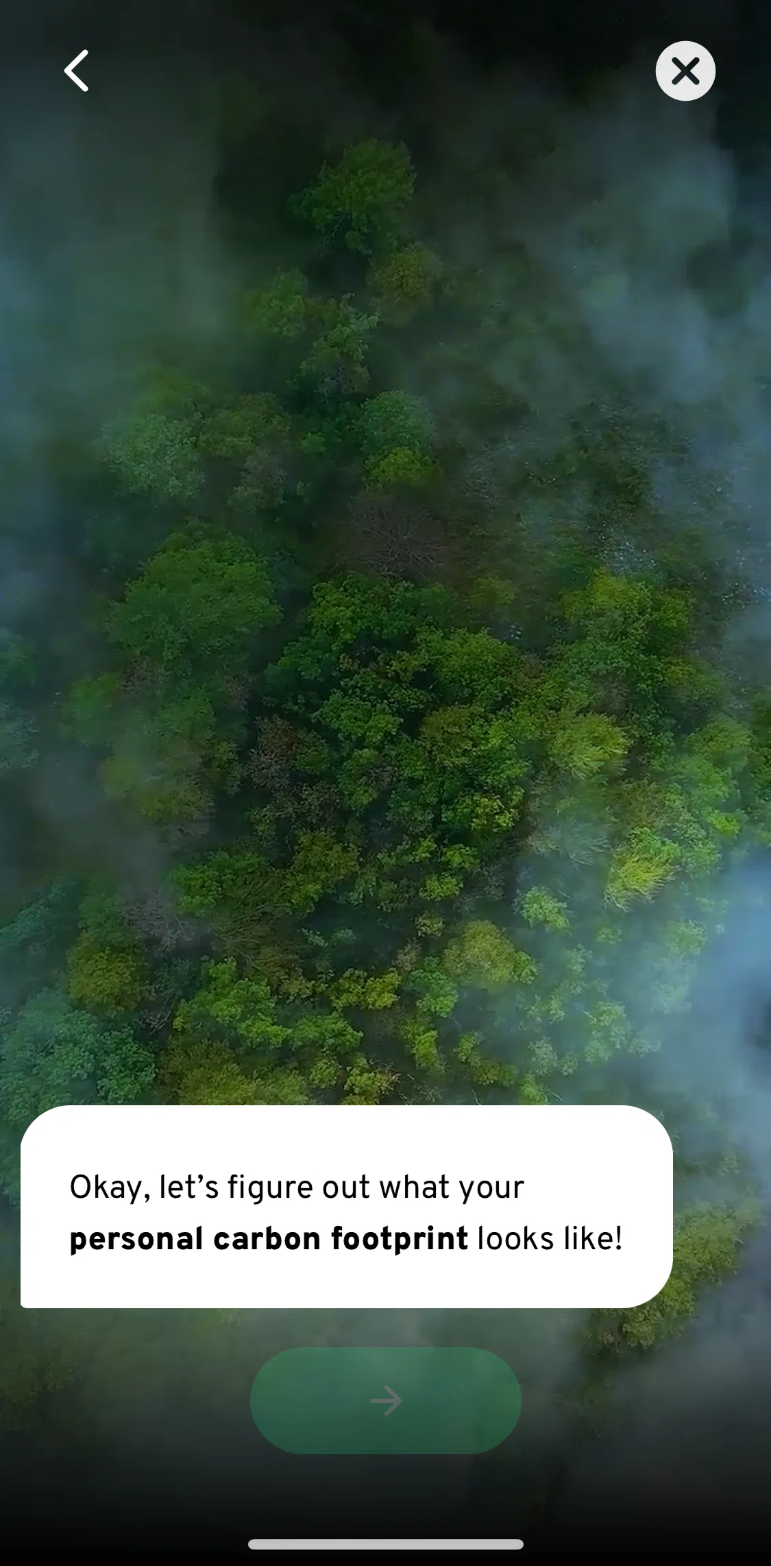 Klima Screen screen in the Calculating carbon footprint flow