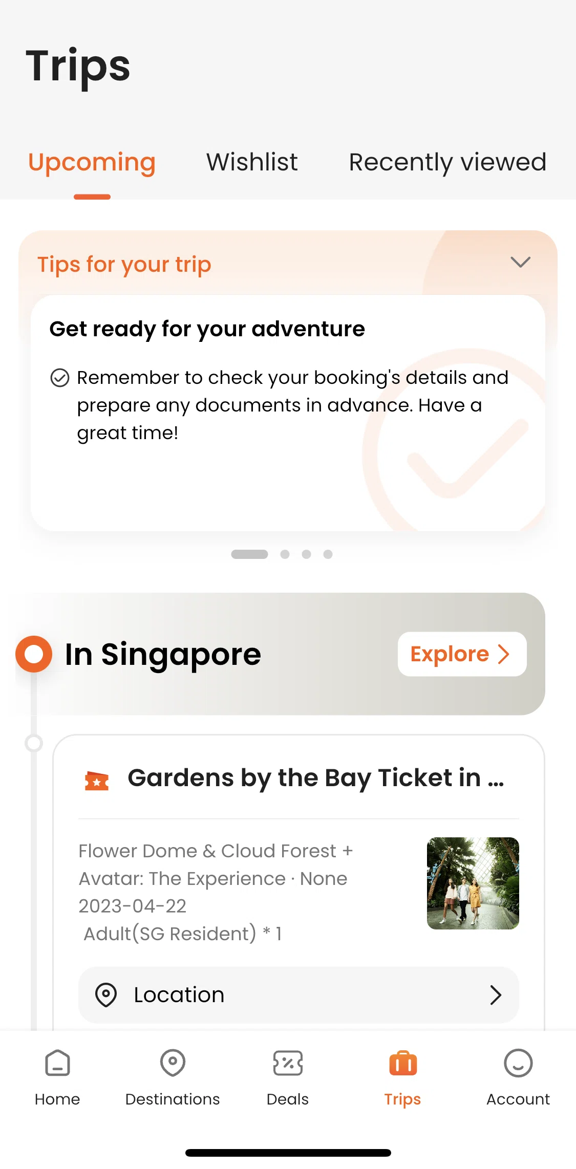 Klook Screen screen in the Booking detail flow