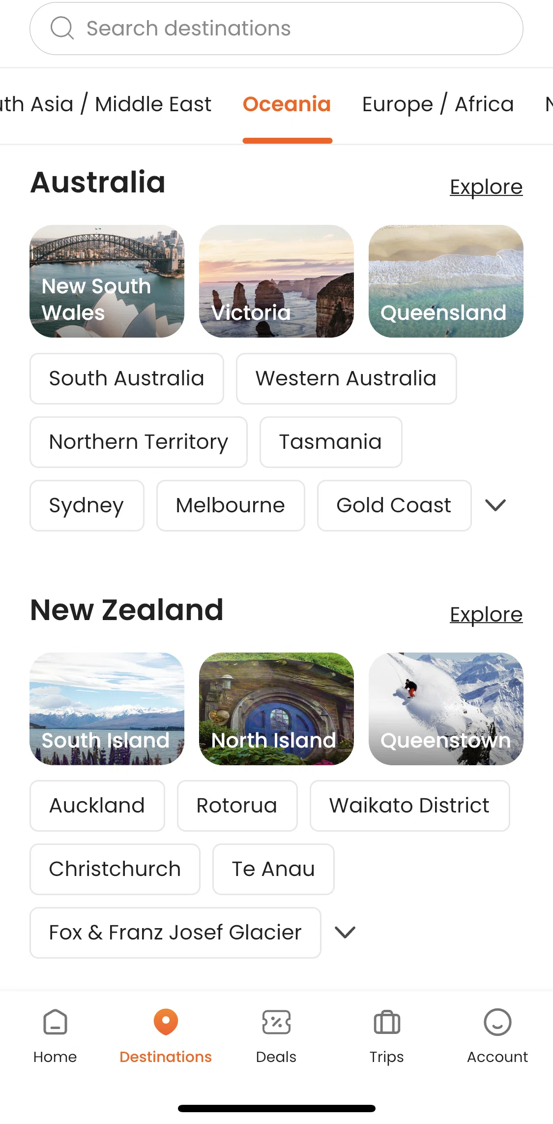Klook Screen screen in the Destination detail flow