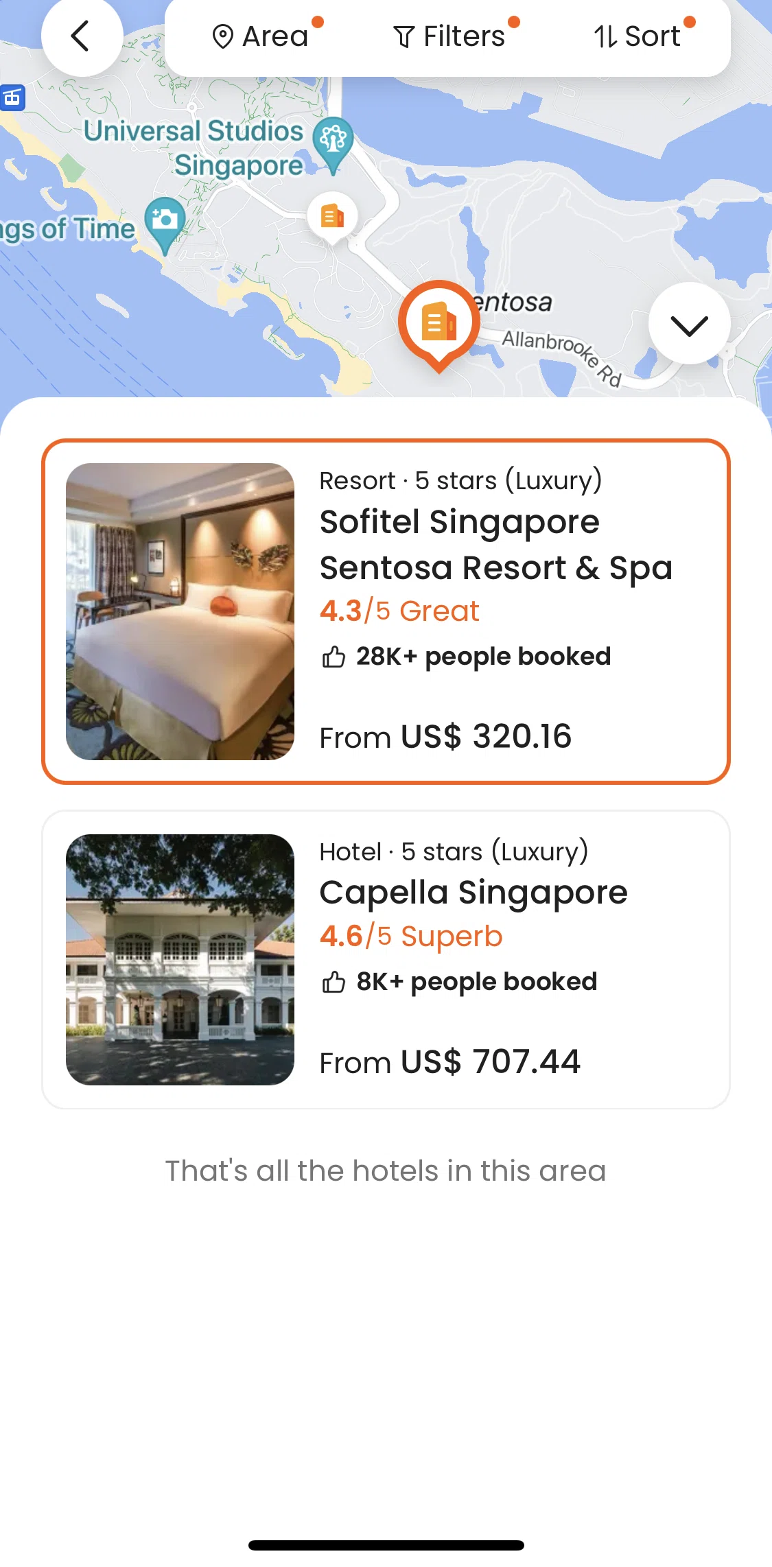 Klook Screen screen in the Hotel detail flow