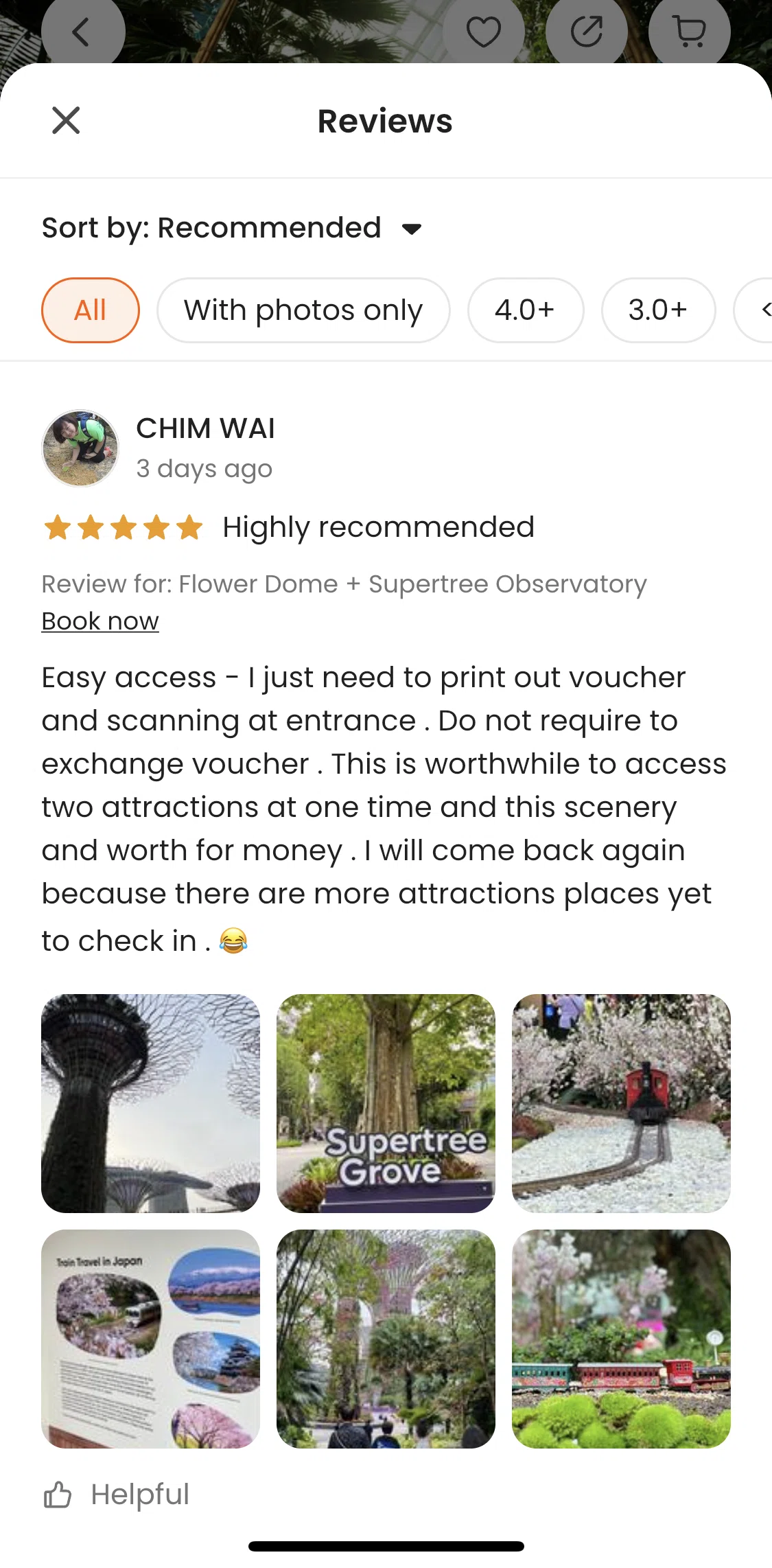 Klook Screen screen in the Liking a review flow