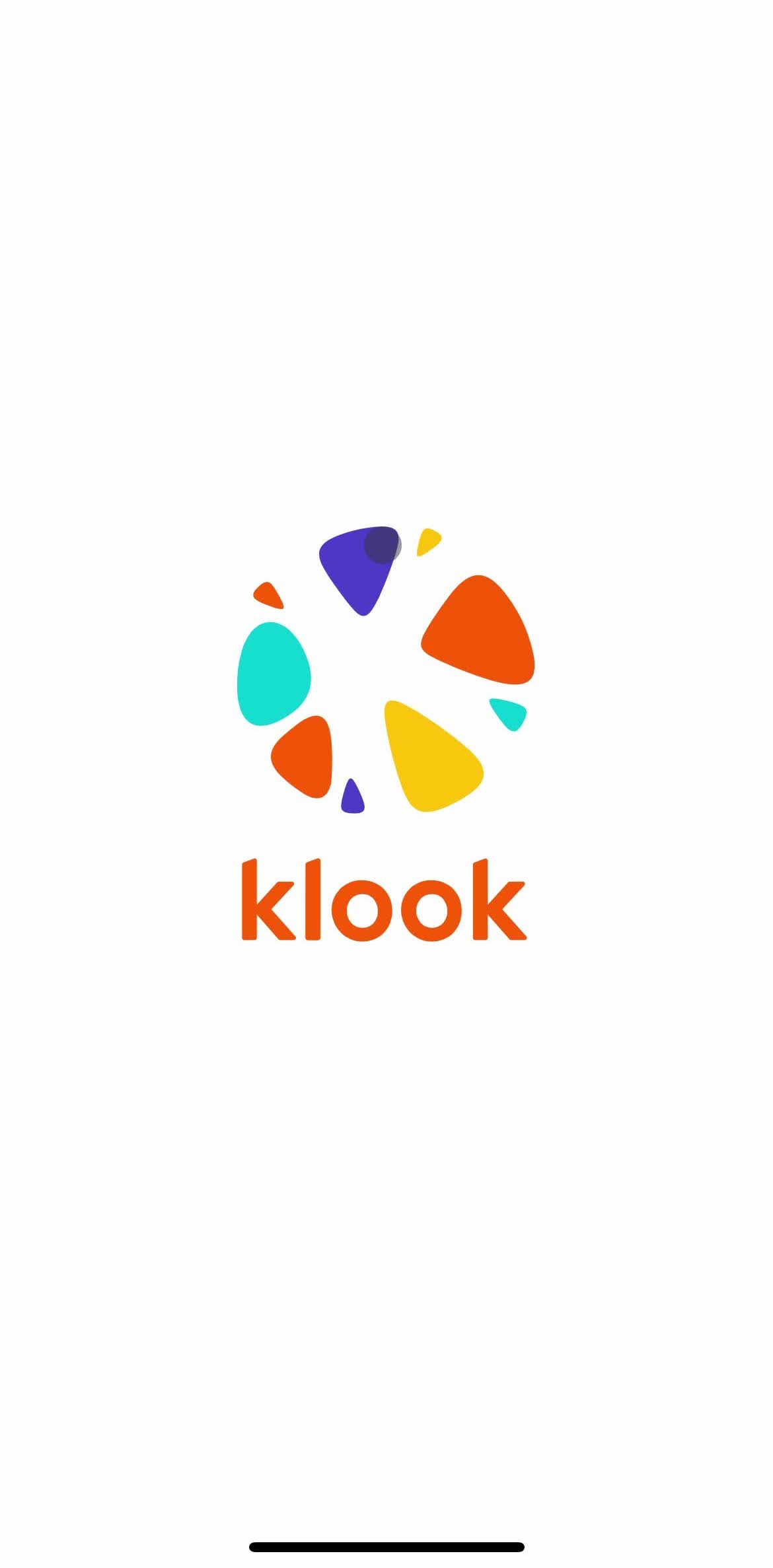 Klook Splash screen screen in the Onboarding flow