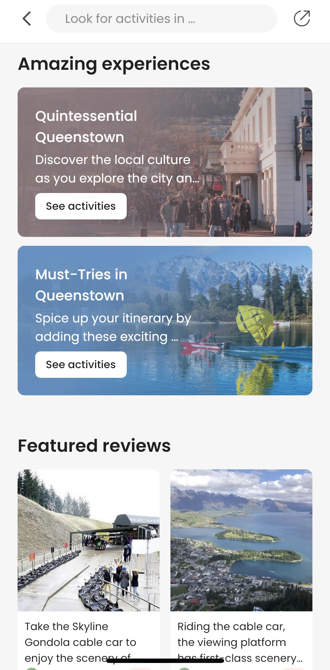 Klook Screen screen in the View must-tries collection flow