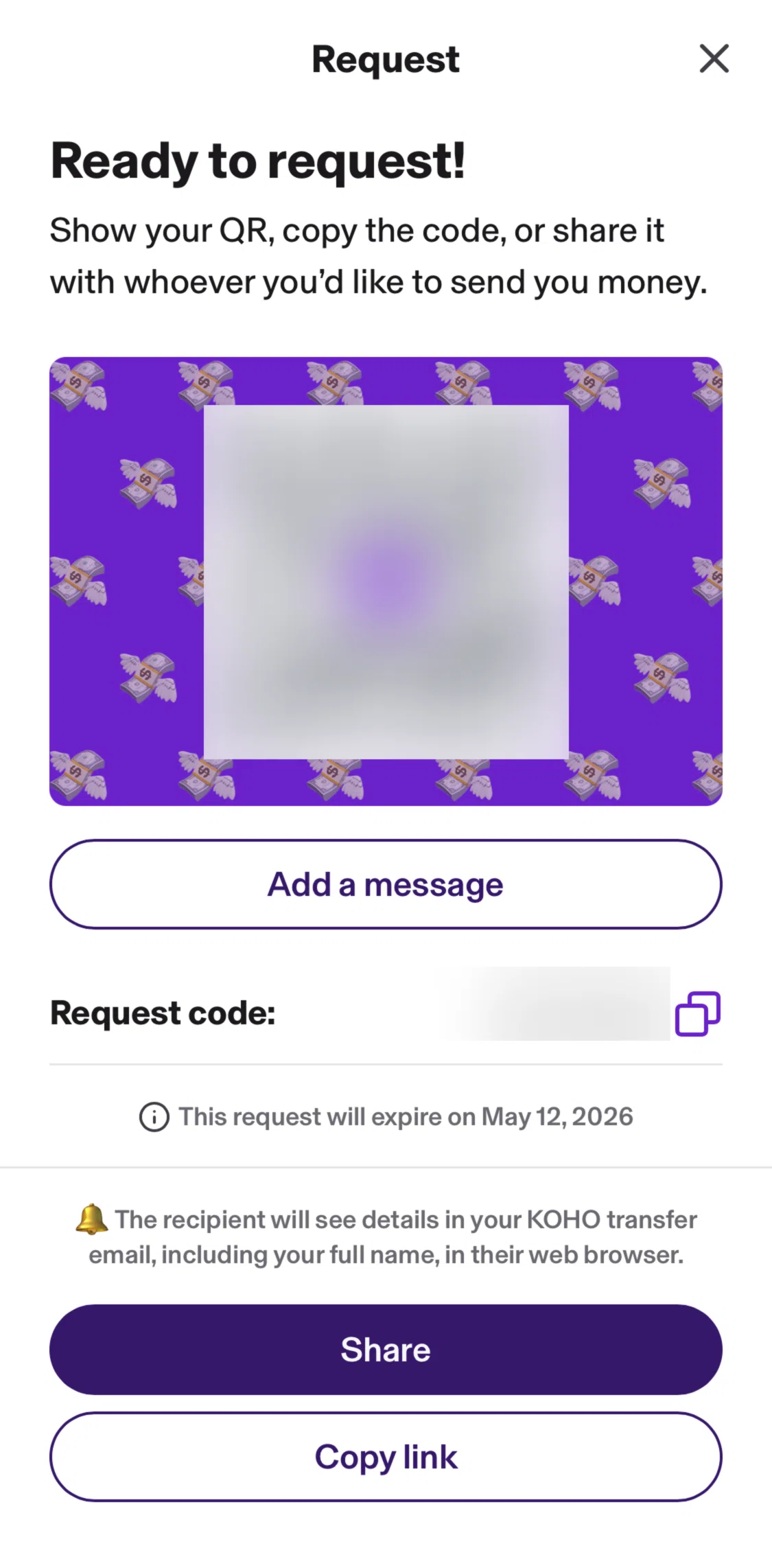 KOHO Screen screen in the Adding a message flow