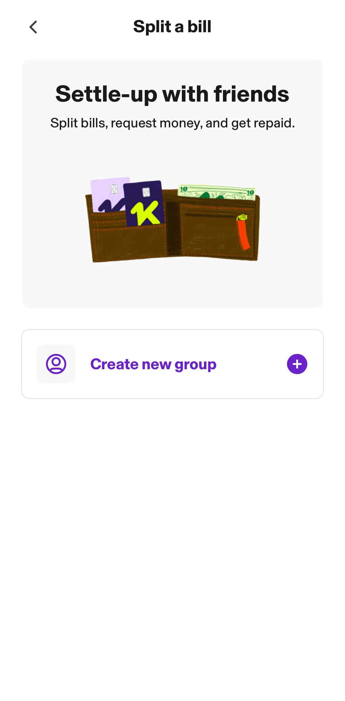 KOHO Screen screen in the Creating a group flow