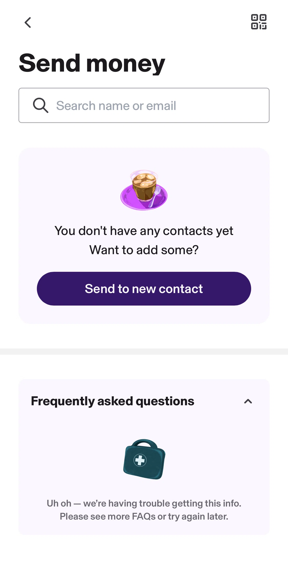 KOHO Screen screen in the Enter a code flow