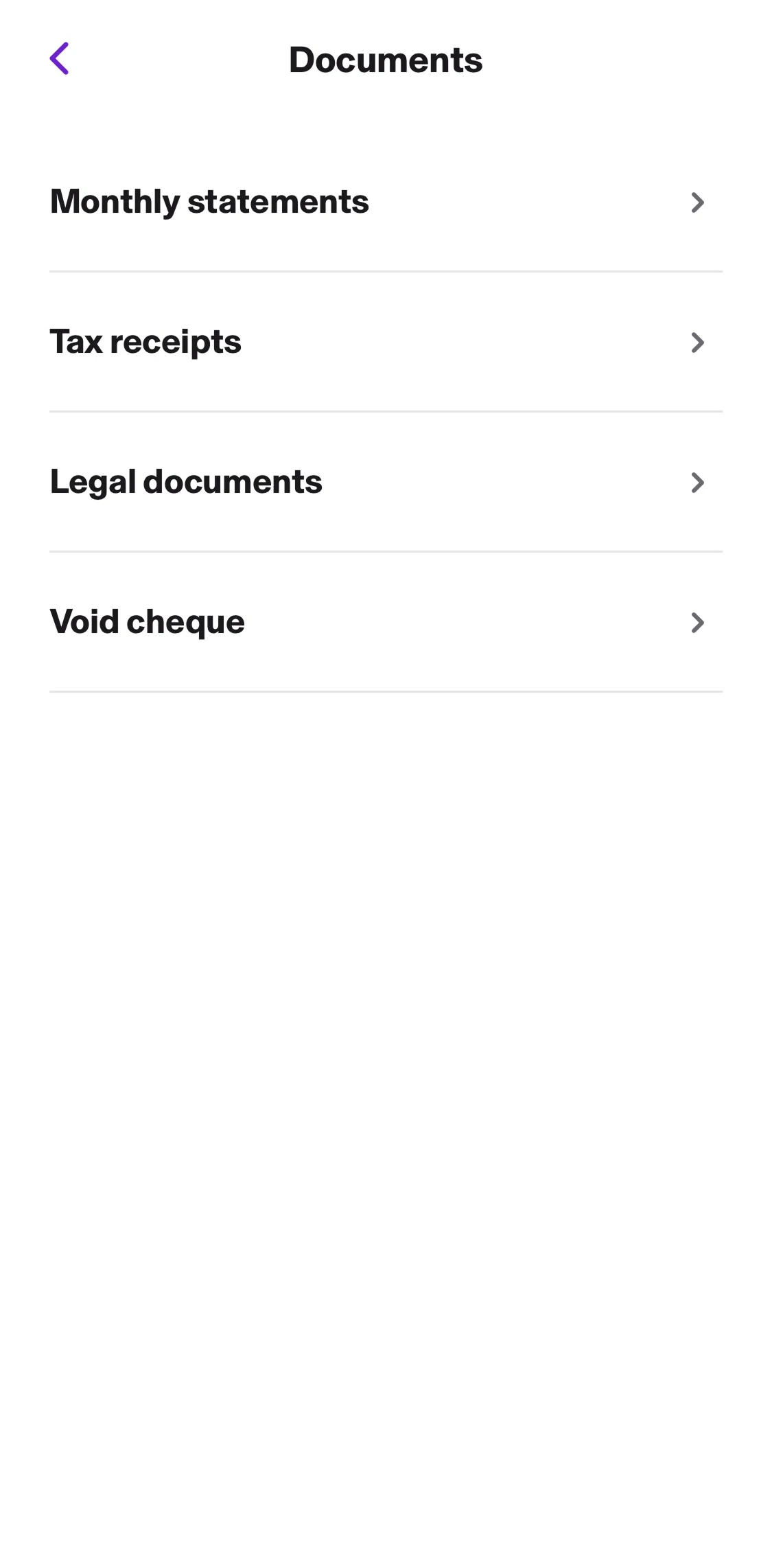 KOHO Screen screen in the Monthly statements flow