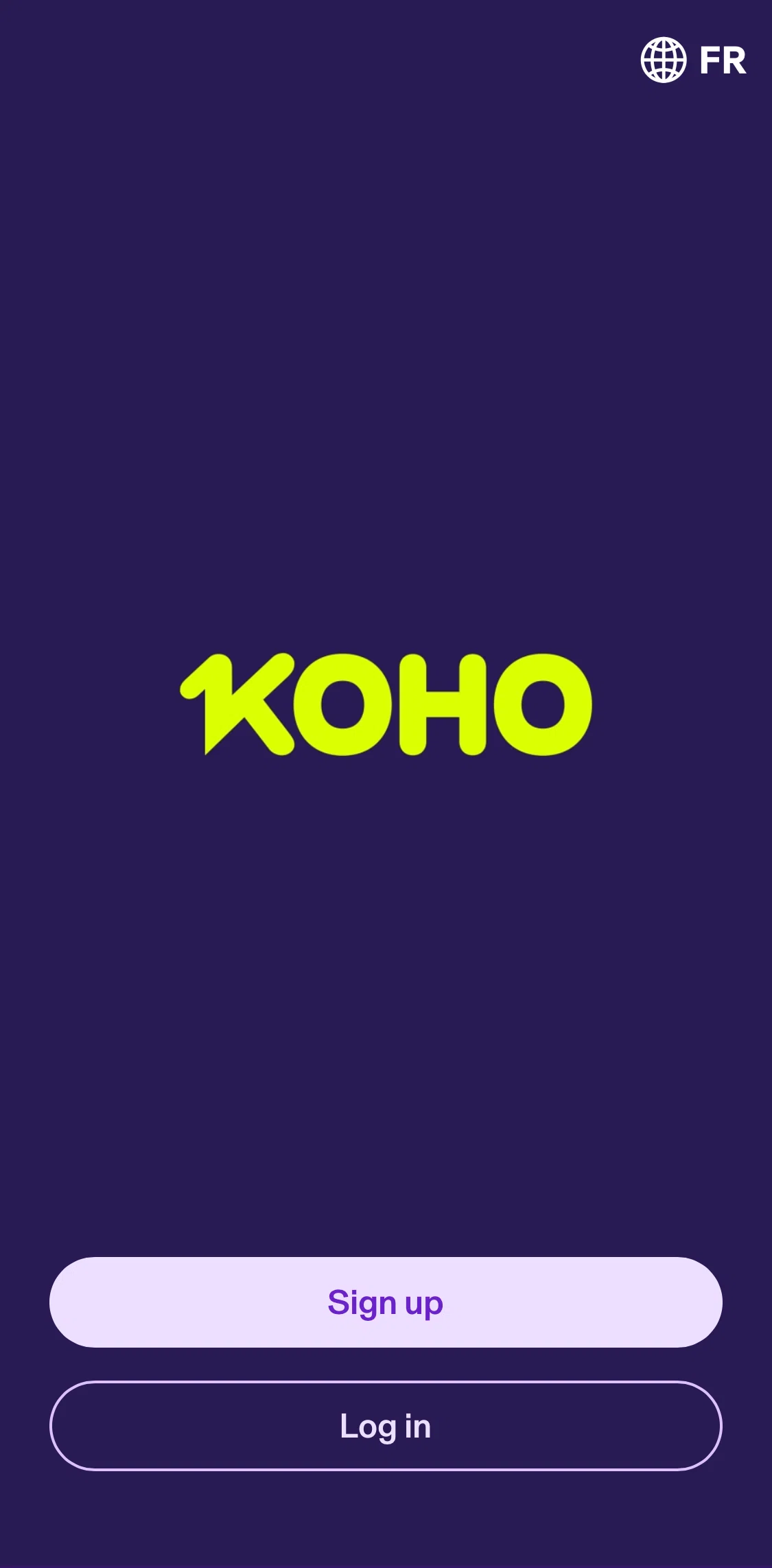 KOHO Screen screen in the Onboarding flow