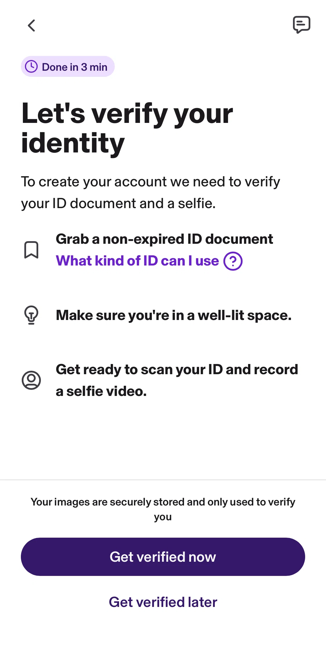 KOHO Screen screen in the Verifying identity flow