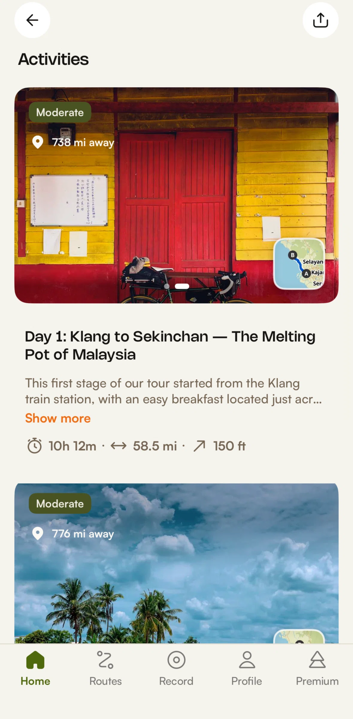 komoot Screen screen in the Activity detail flow