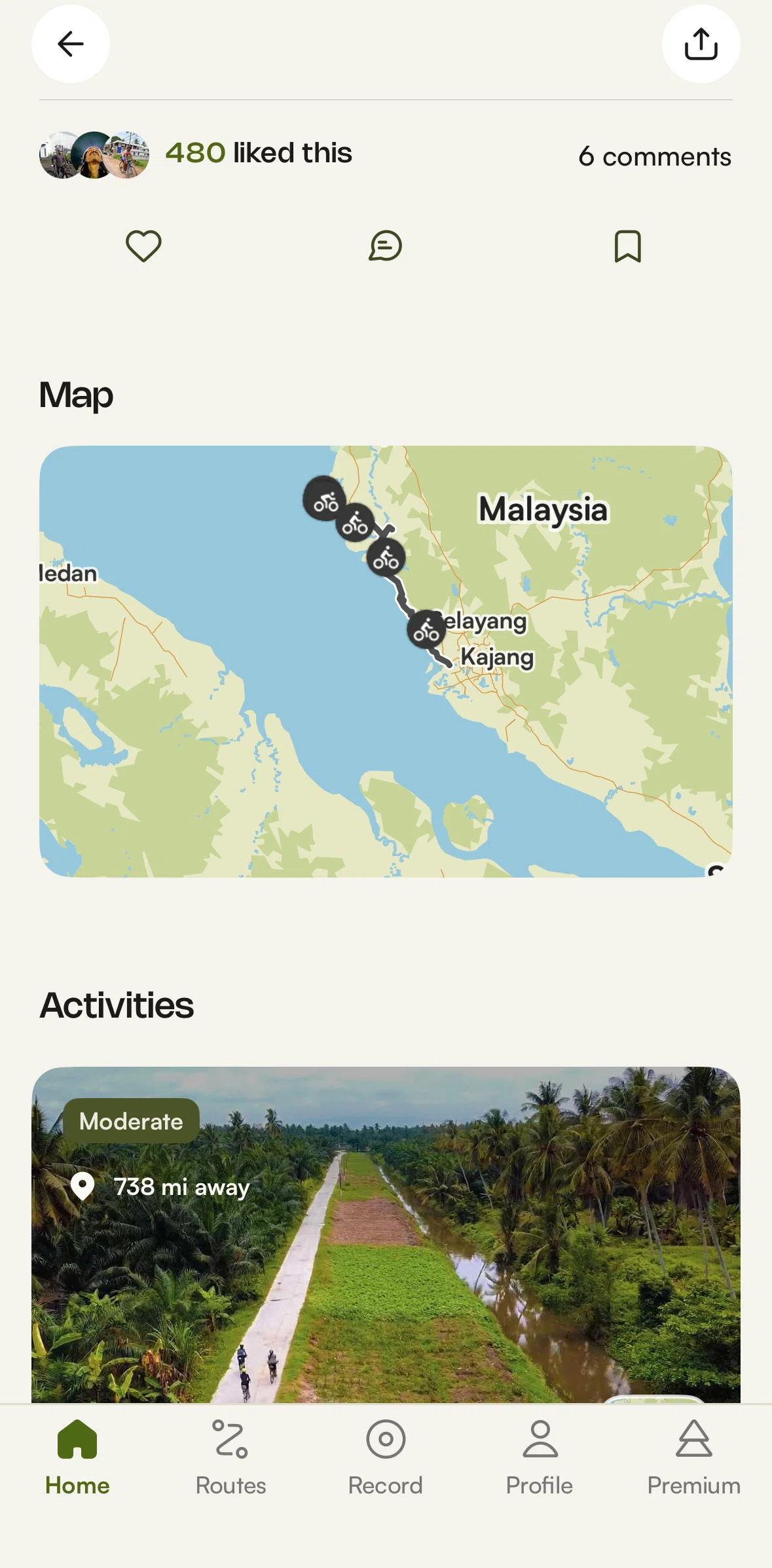komoot Screen screen in the Full map view flow
