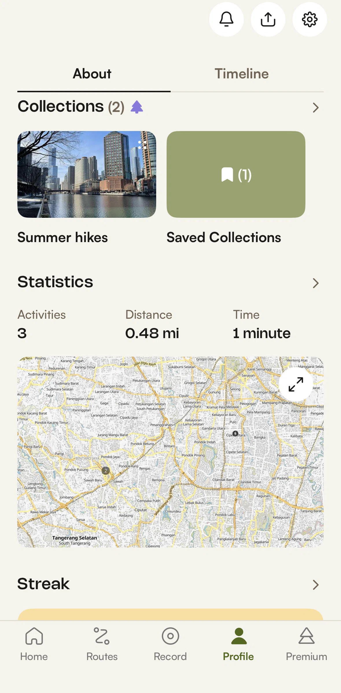 komoot Screen screen in the Saved collections flow
