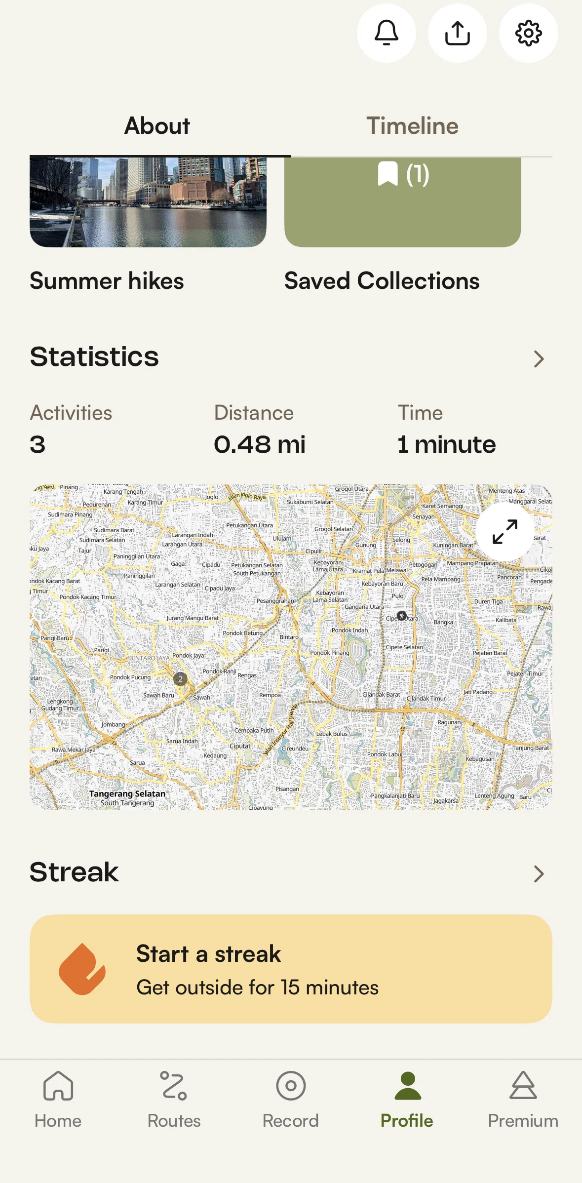 komoot Screen screen in the Week streak flow