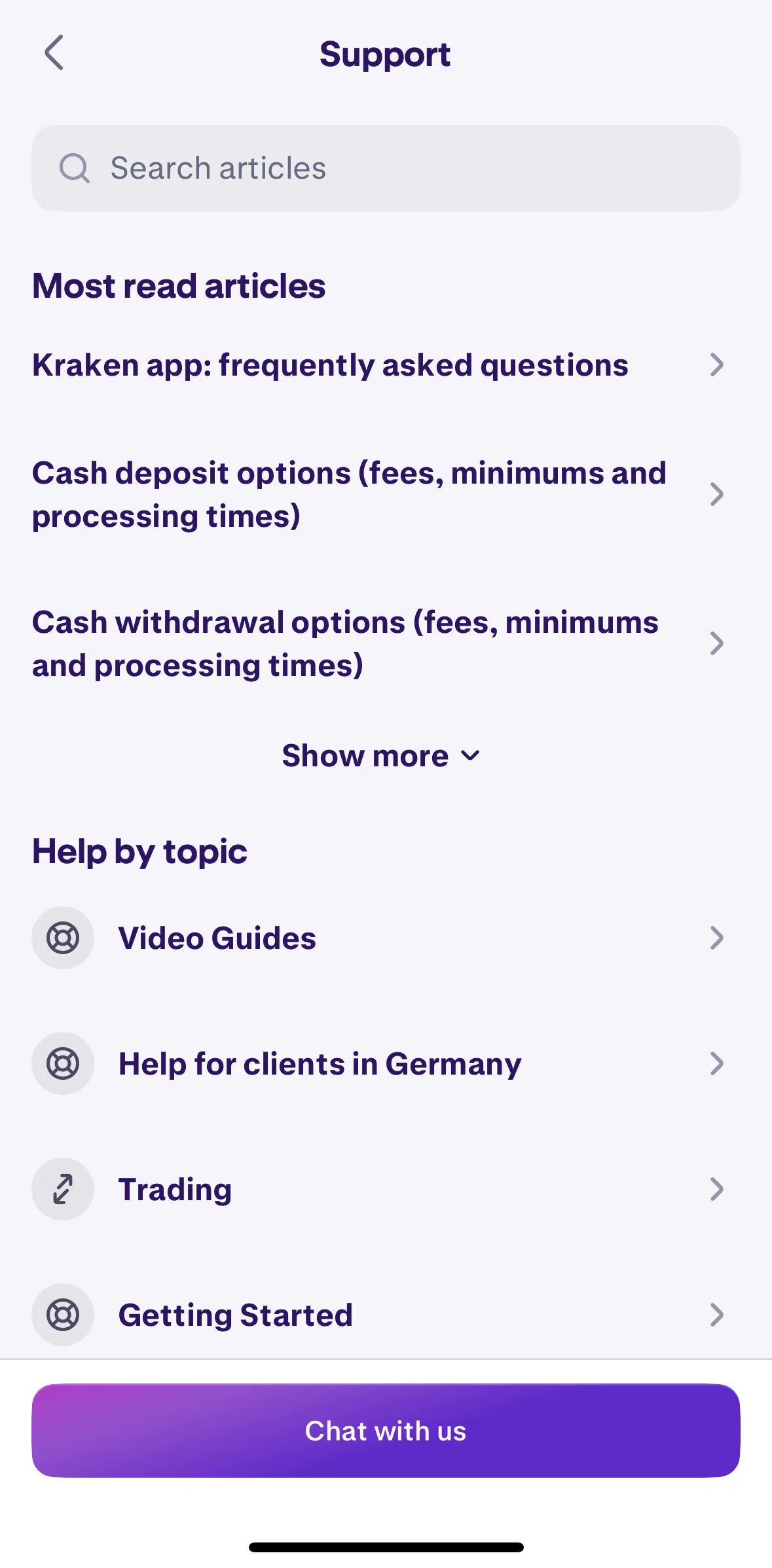 Kraken Screen screen in the Chatting with a virtual assistant flow