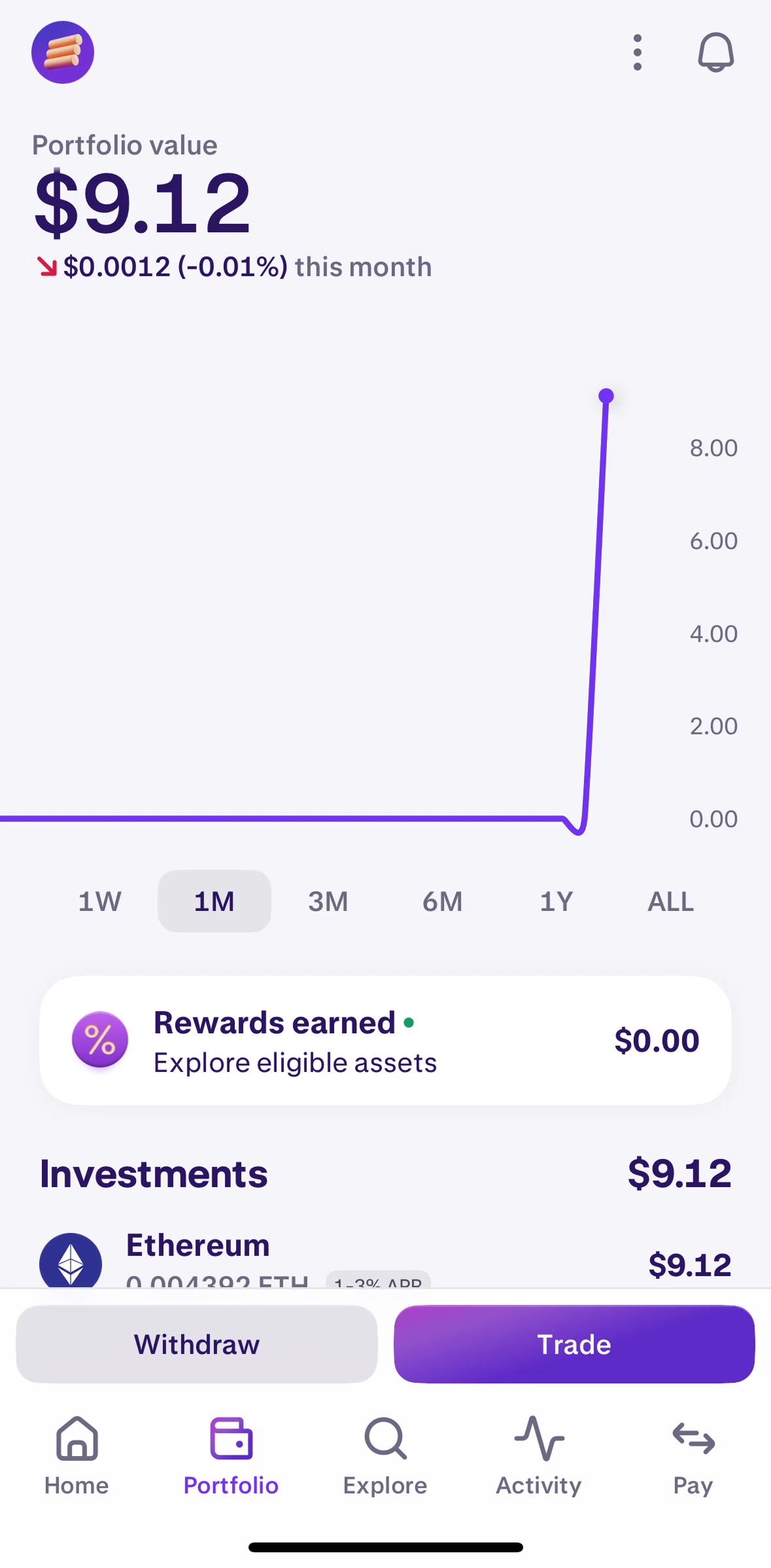 Kraken Screen screen in the Converting small balances flow