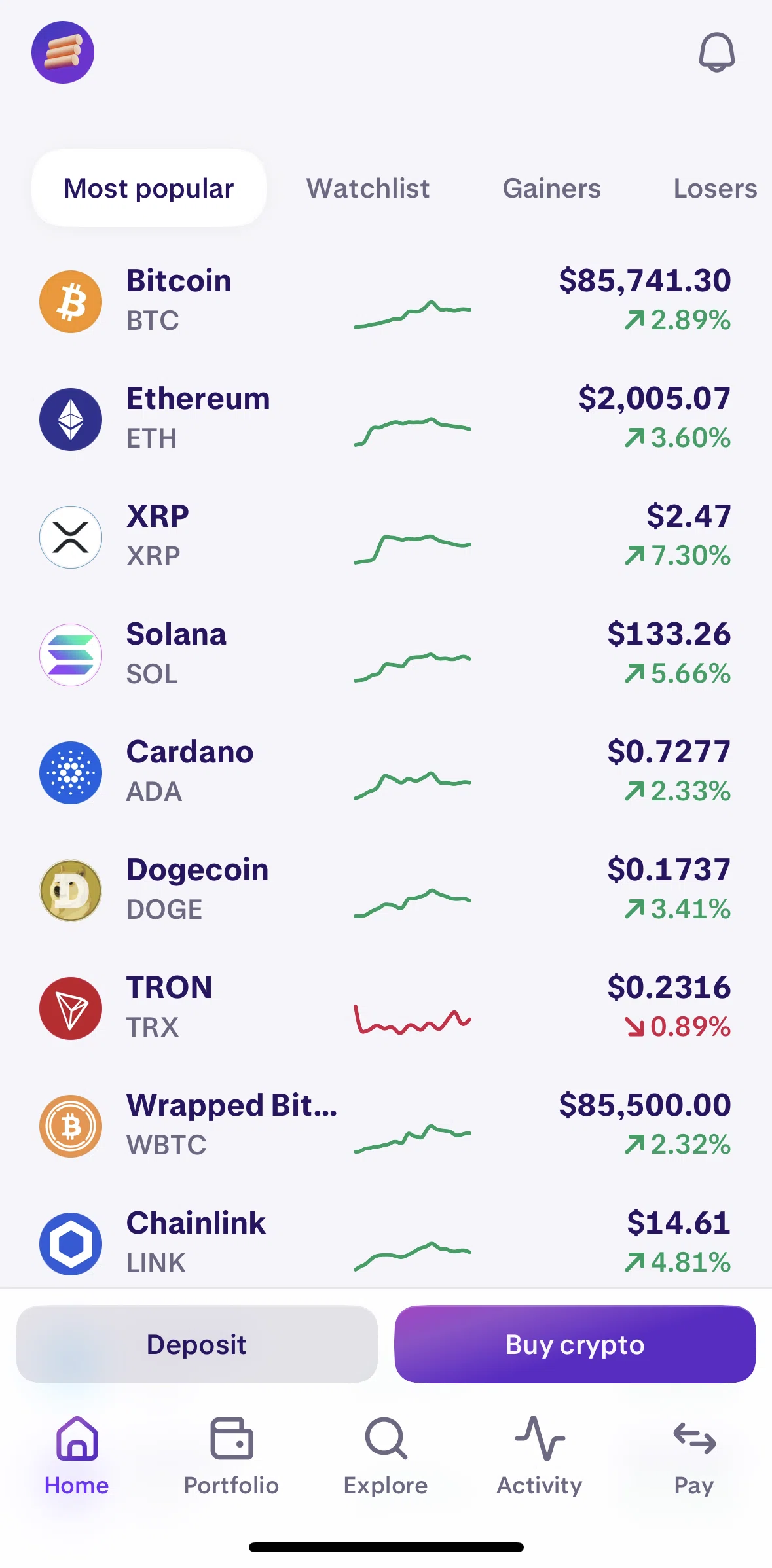 Kraken Screen screen in the Notifications flow