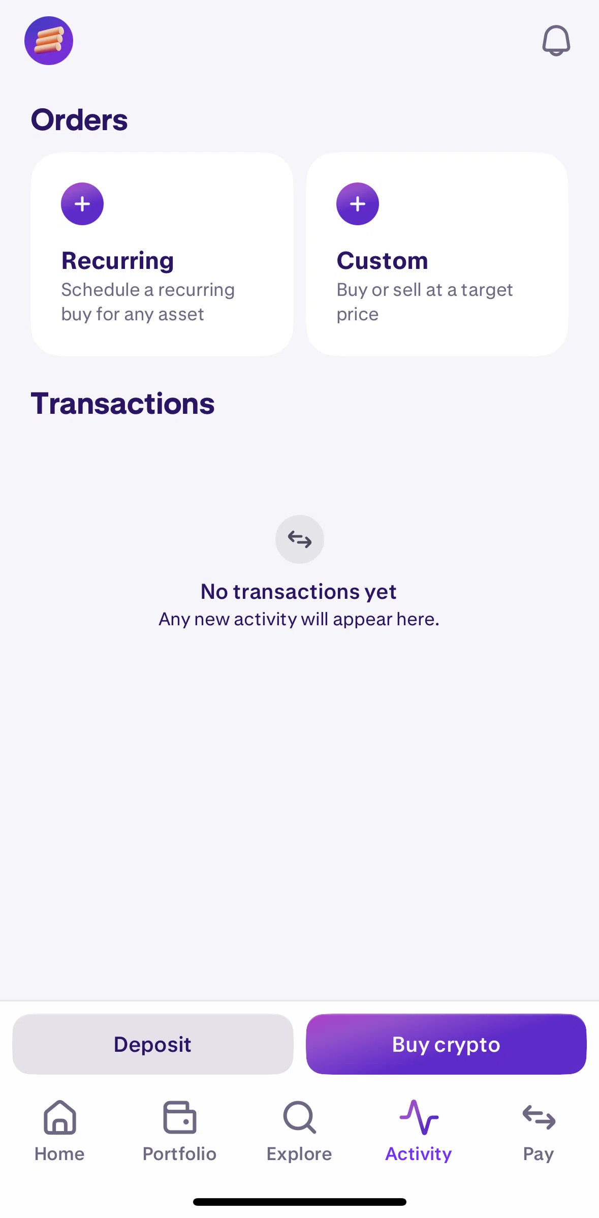 Kraken Screen screen in the Scheduling a recurring buy flow
