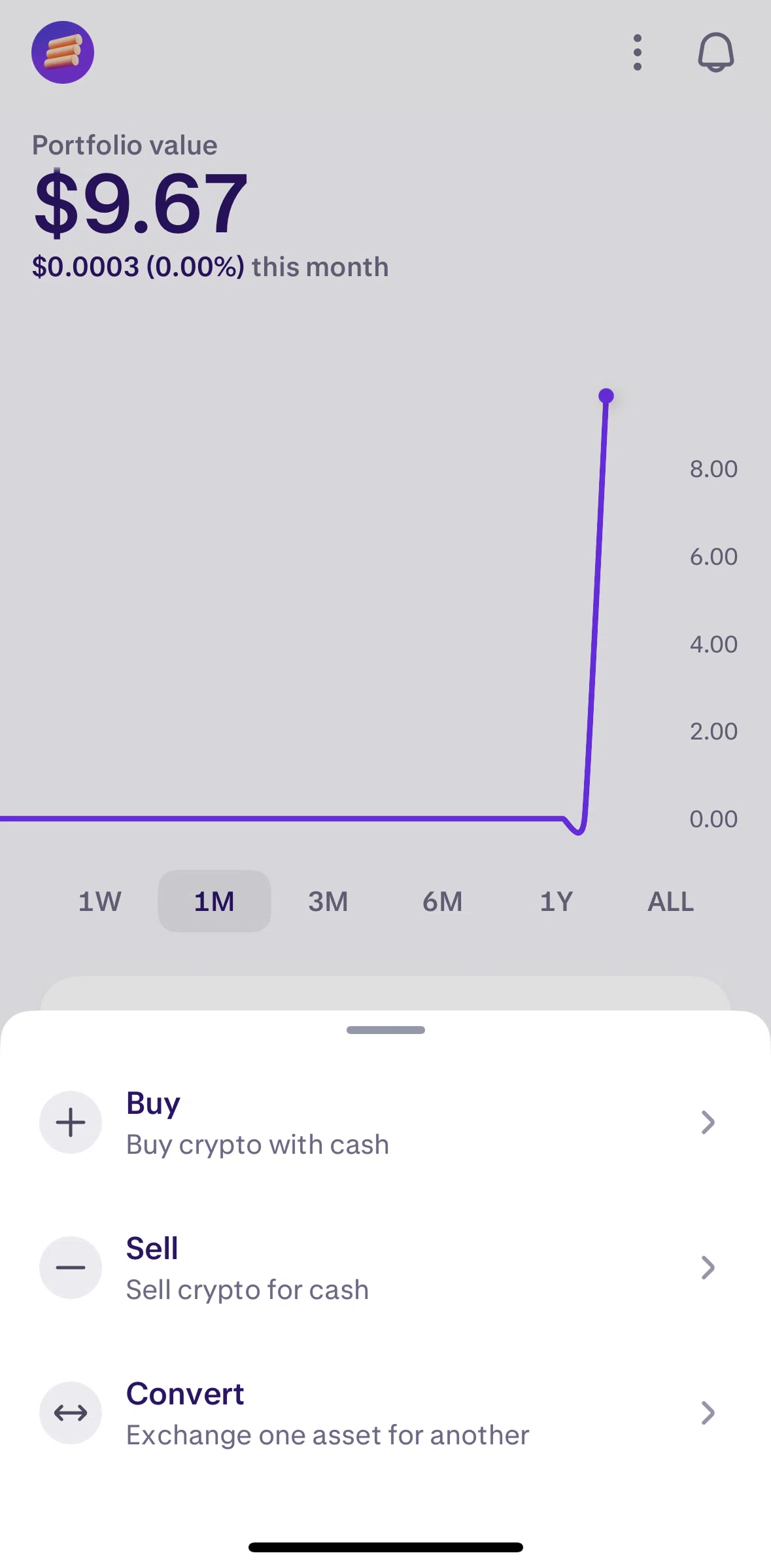 Kraken Screen screen in the Selling a coin flow
