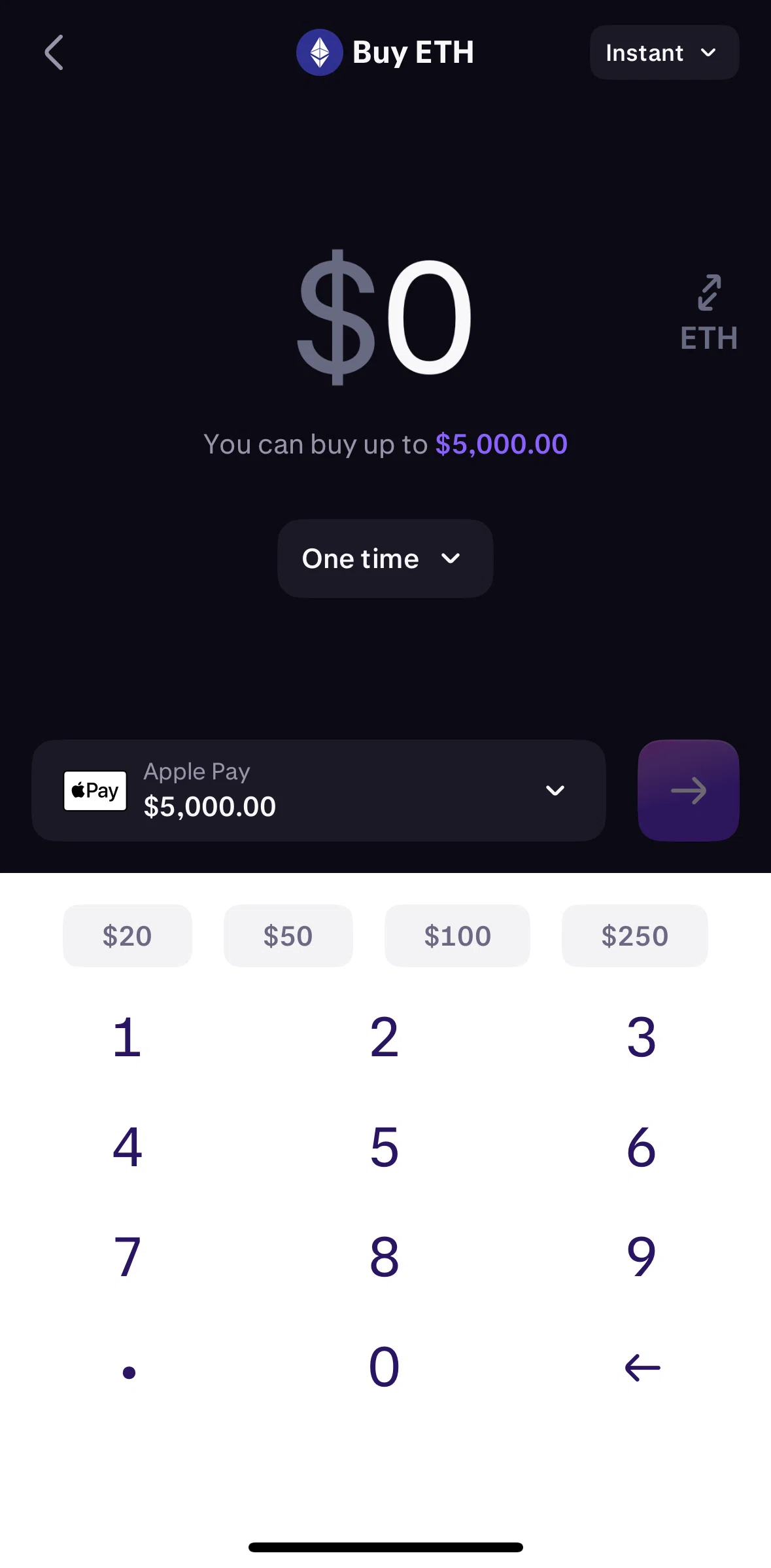 Kraken Screen screen in the Setting target price flow