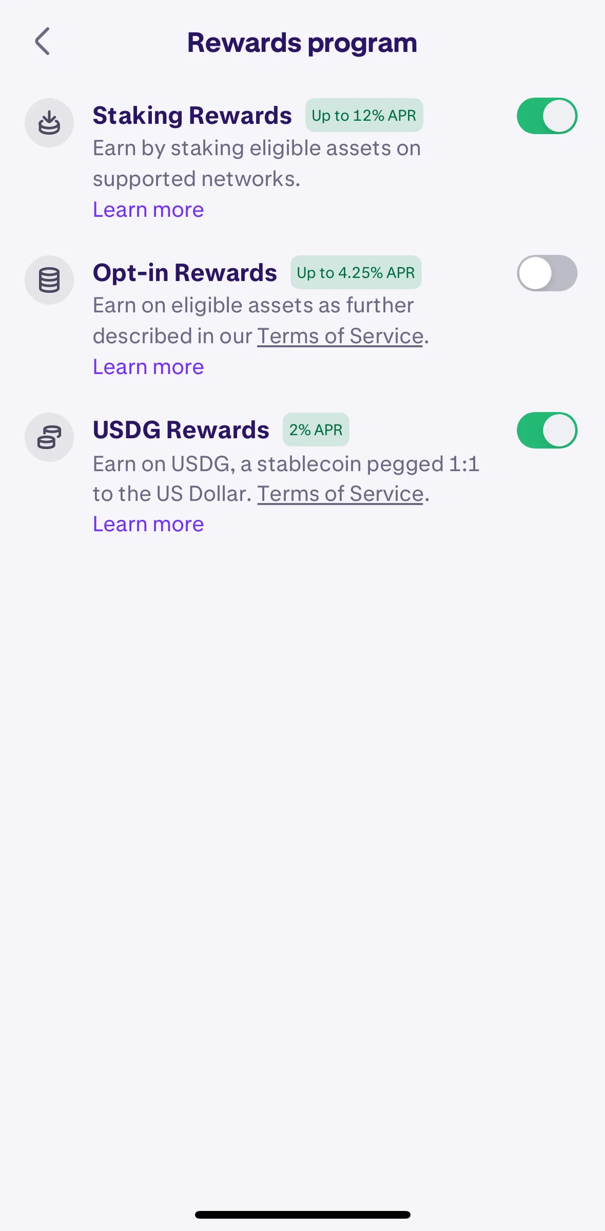 Kraken Screen screen in the Turning off rewards program flow