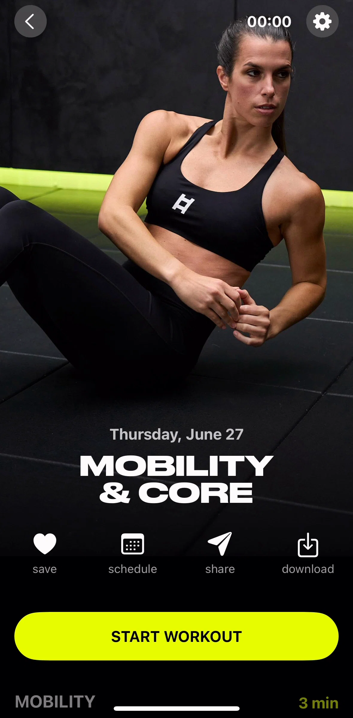 Ladder Screen screen in the Downloading a workout flow