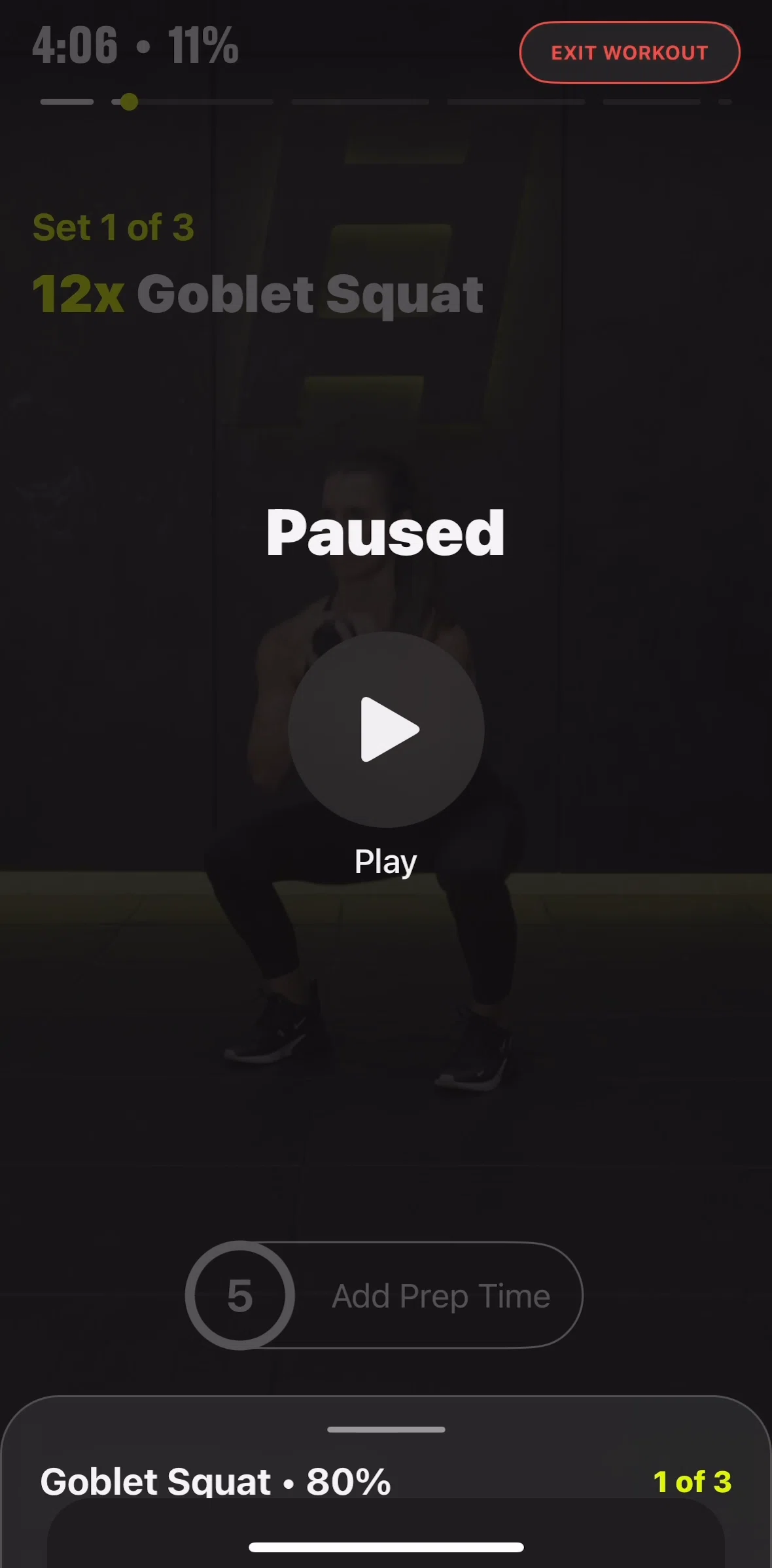 Ladder Screen screen in the Ending a workout flow