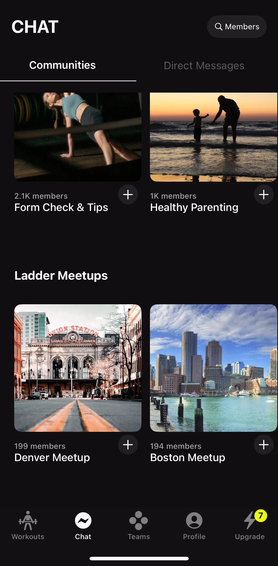 Ladder Screen screen in the Joining a community flow