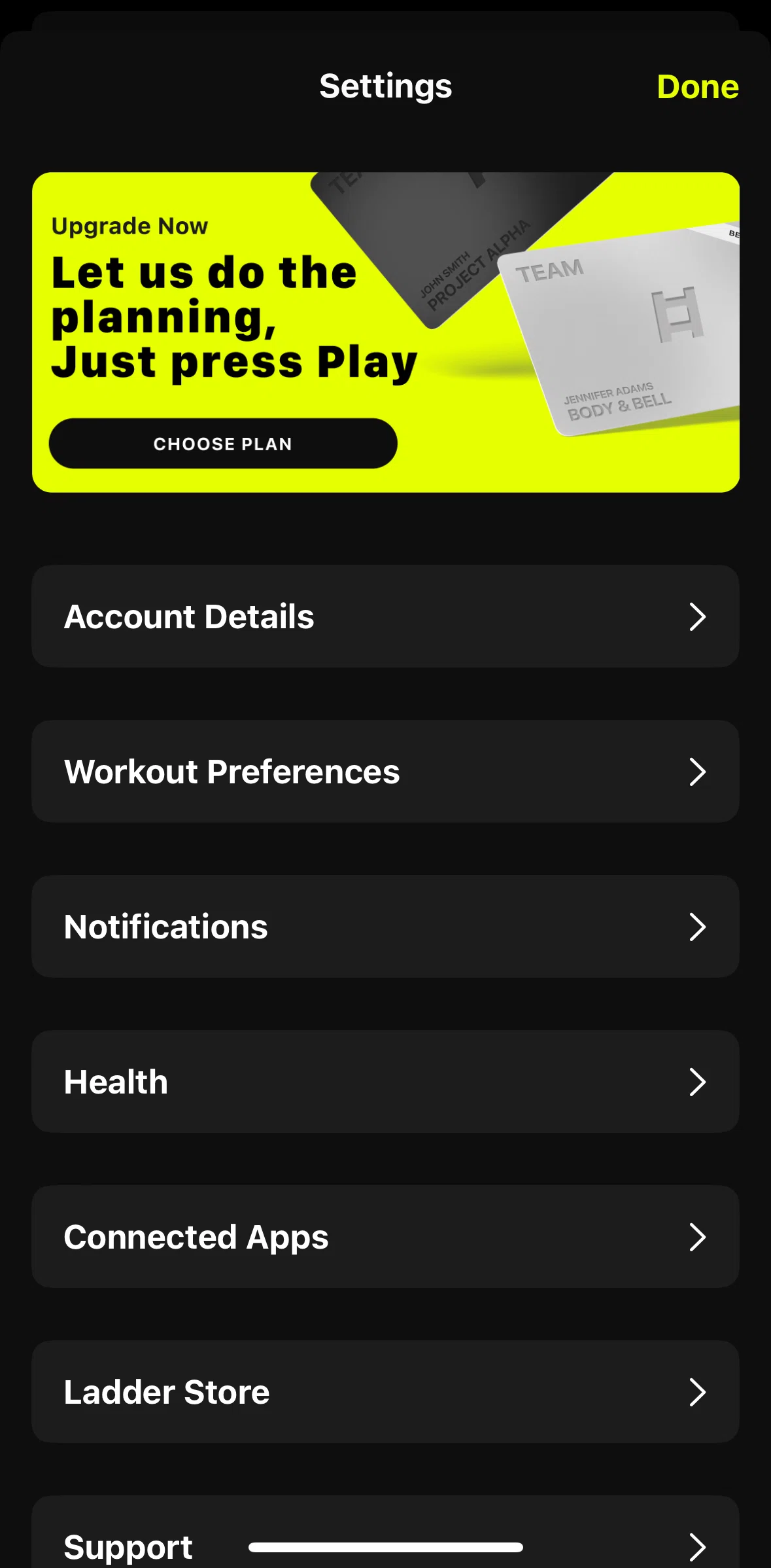Ladder Screen screen in the Linking to Health app flow