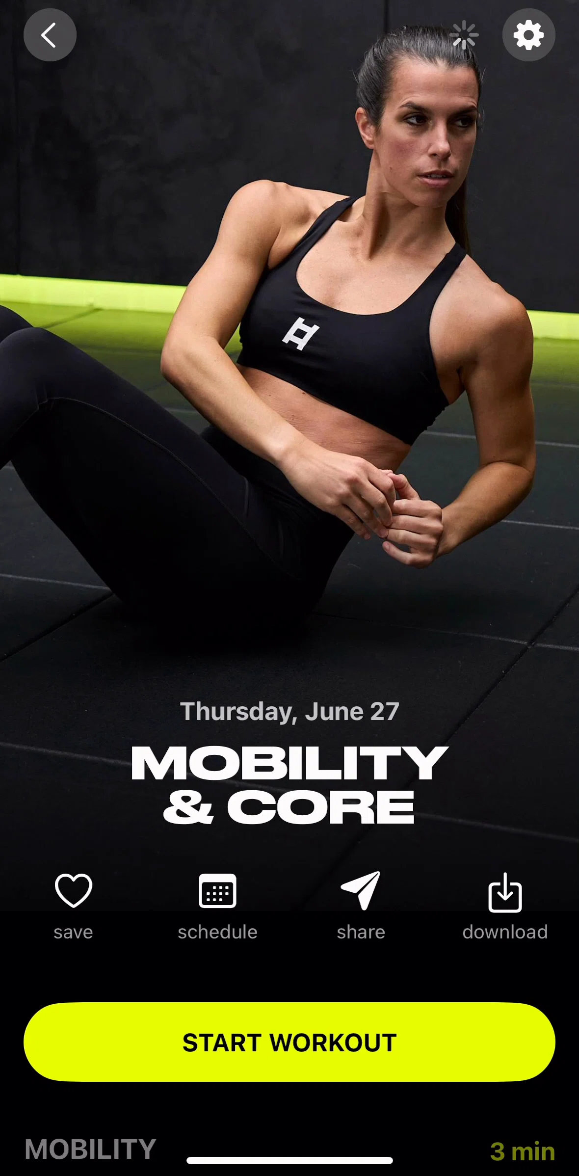 Ladder Screen screen in the Saving a workout flow