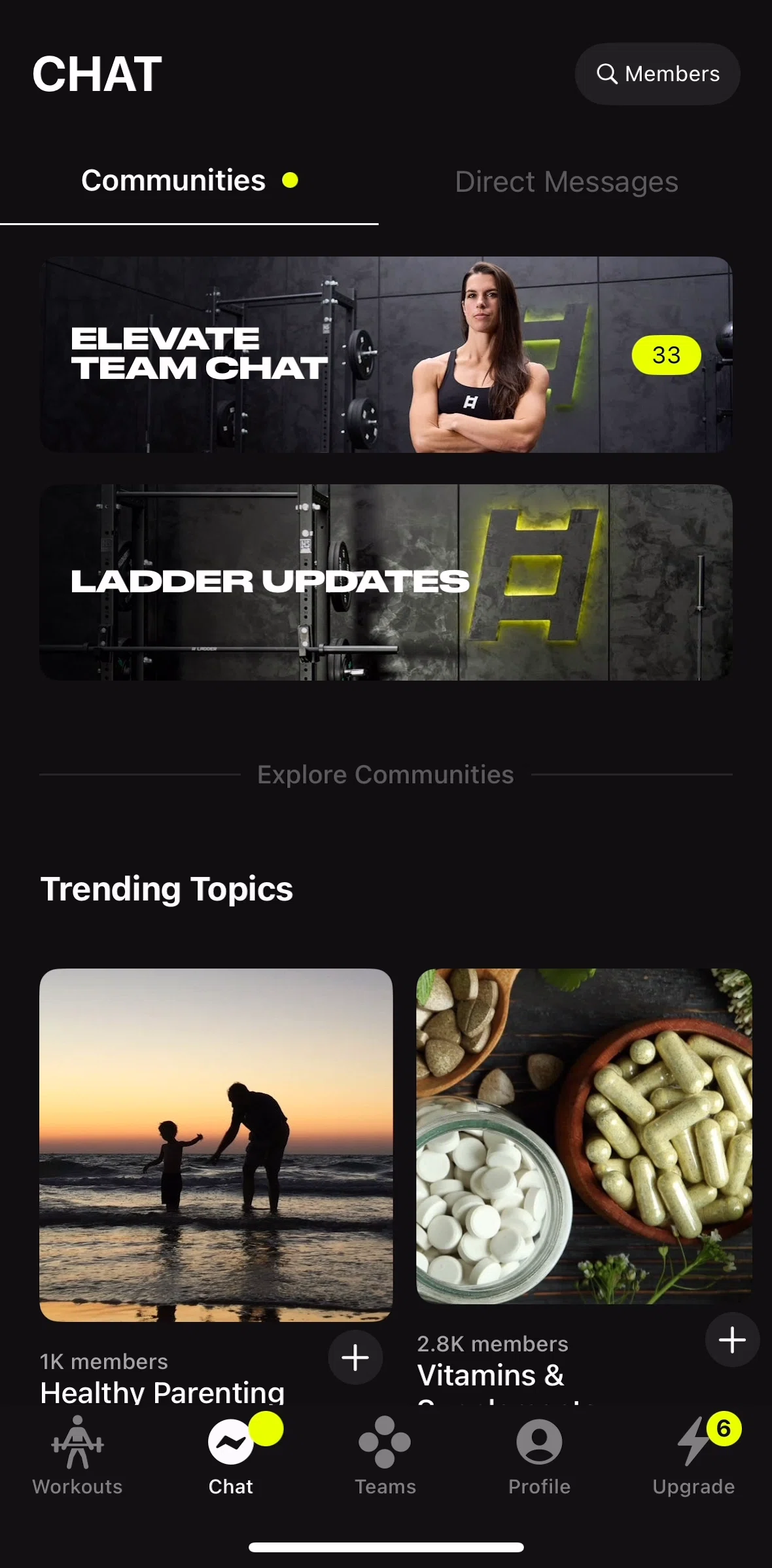 Ladder Screen screen in the Sending a chat flow
