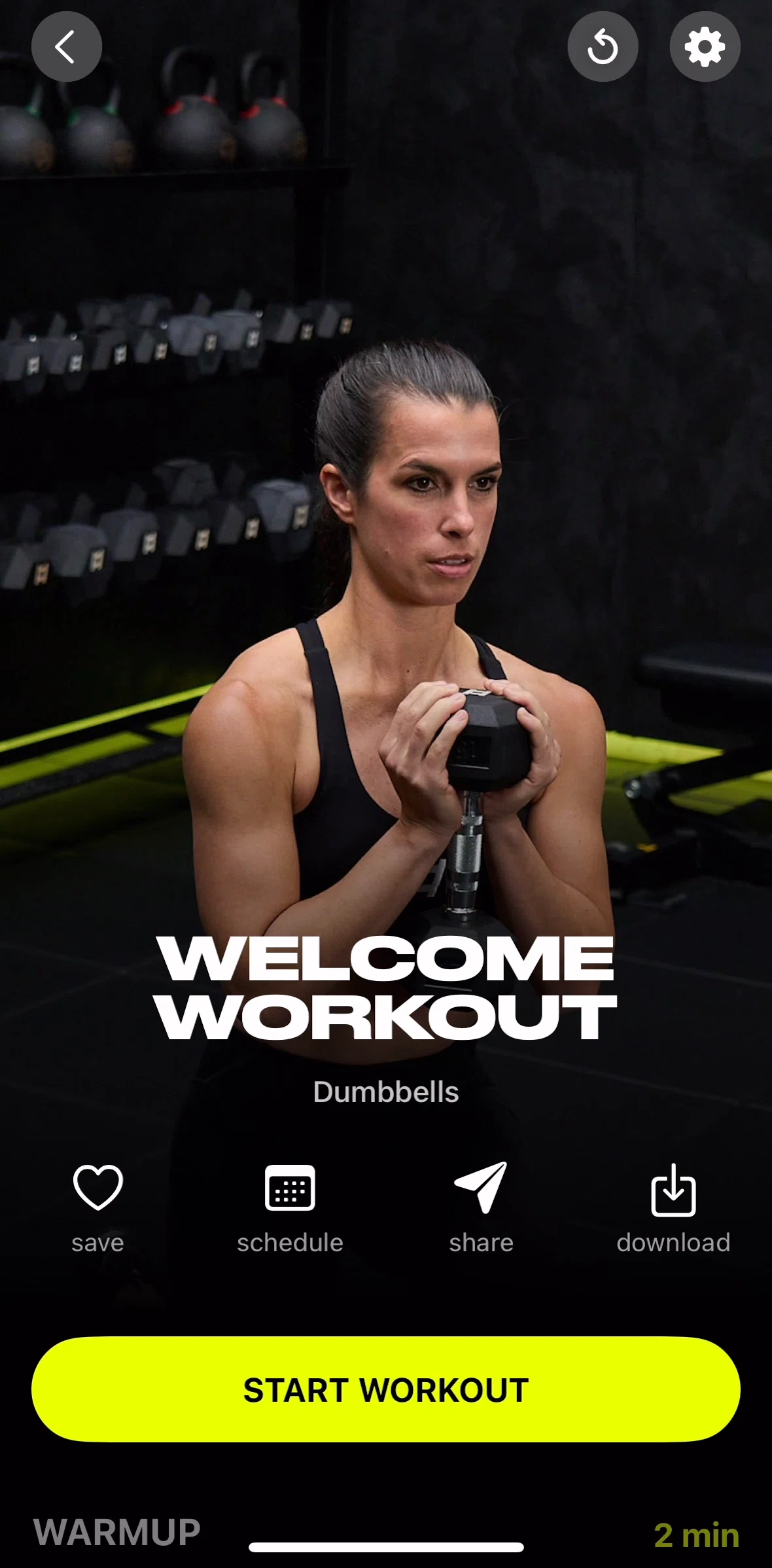 Ladder Screen screen in the Starting a workout flow