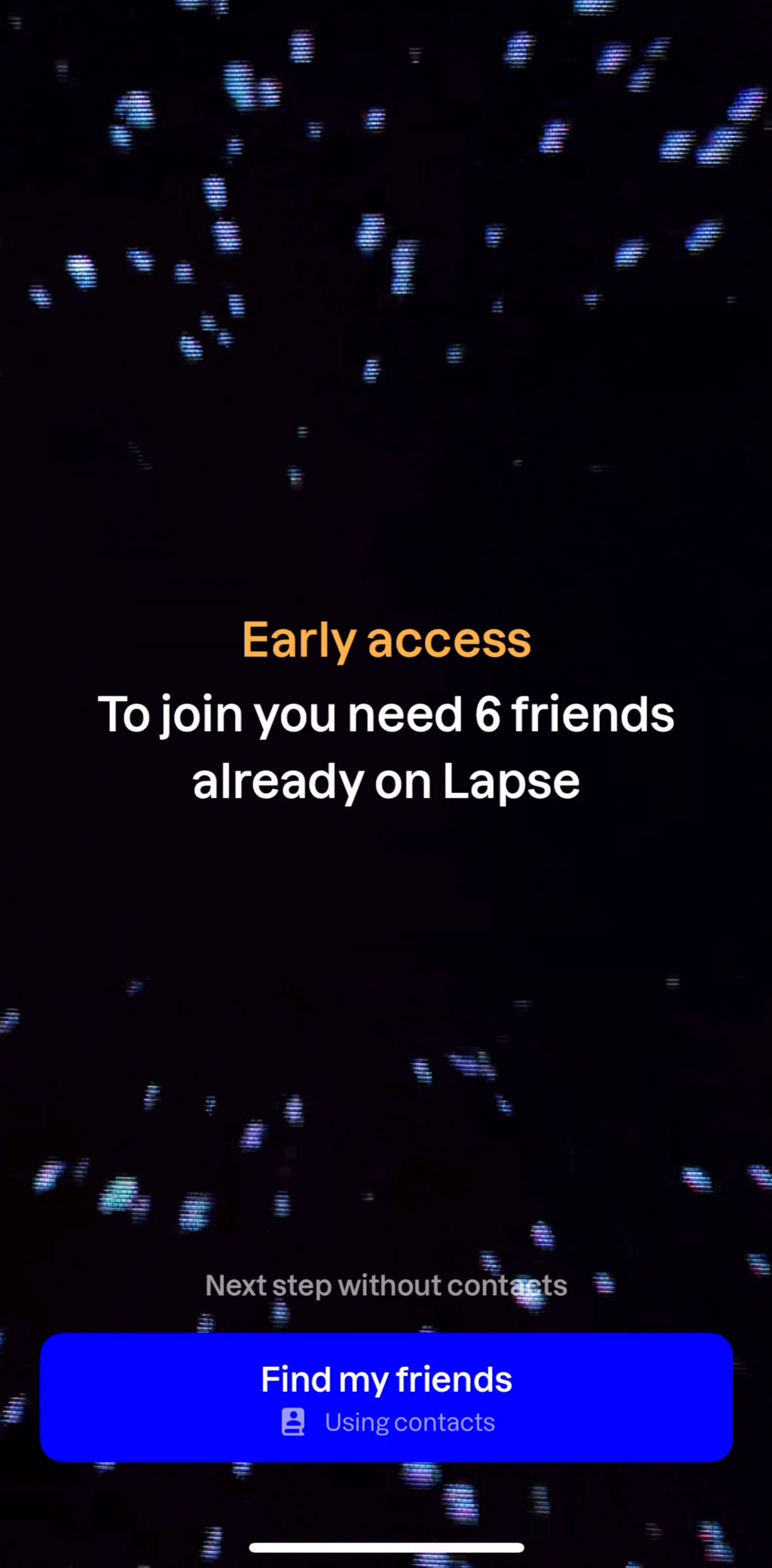 Lapse Screen screen in the Inviting friends flow