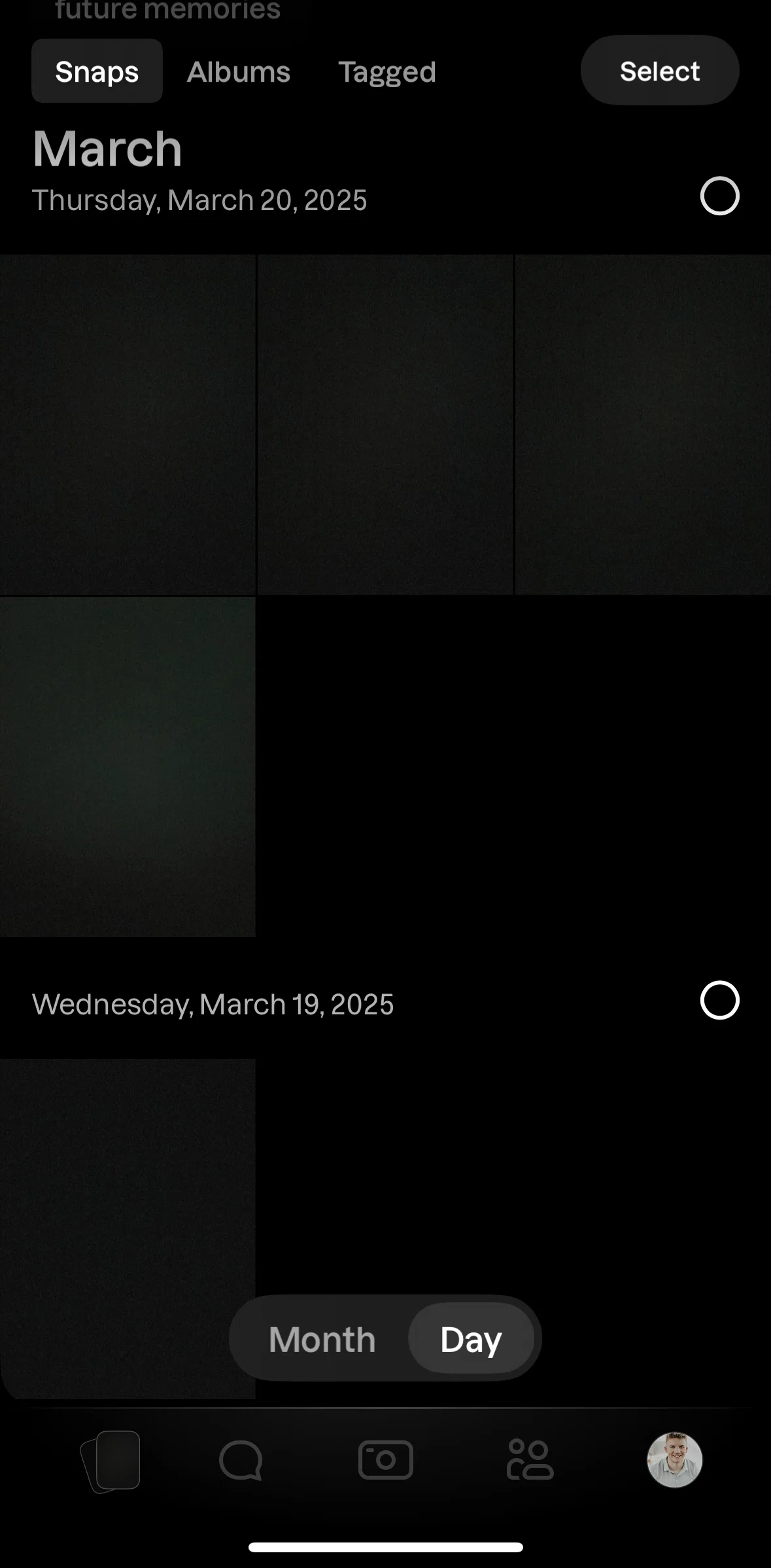 Lapse Screen screen in the Selecting snaps flow