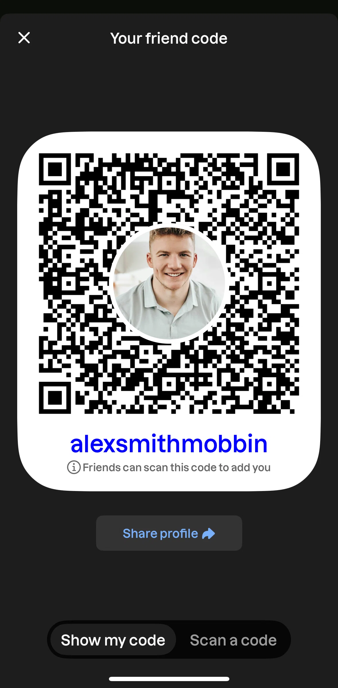 Lapse Screen screen in the Share profile flow