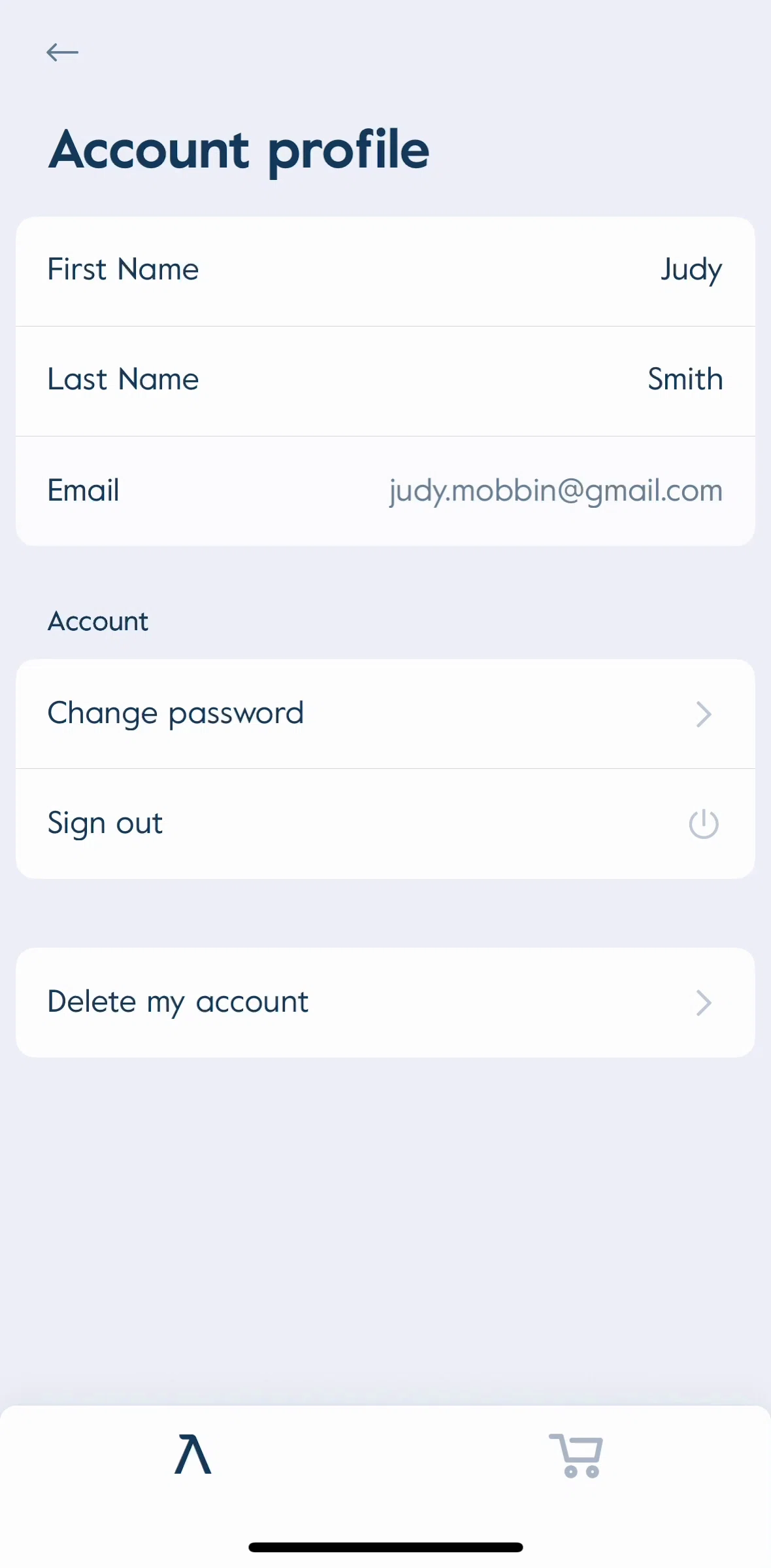 LARQ Screen screen in the Deleting account flow