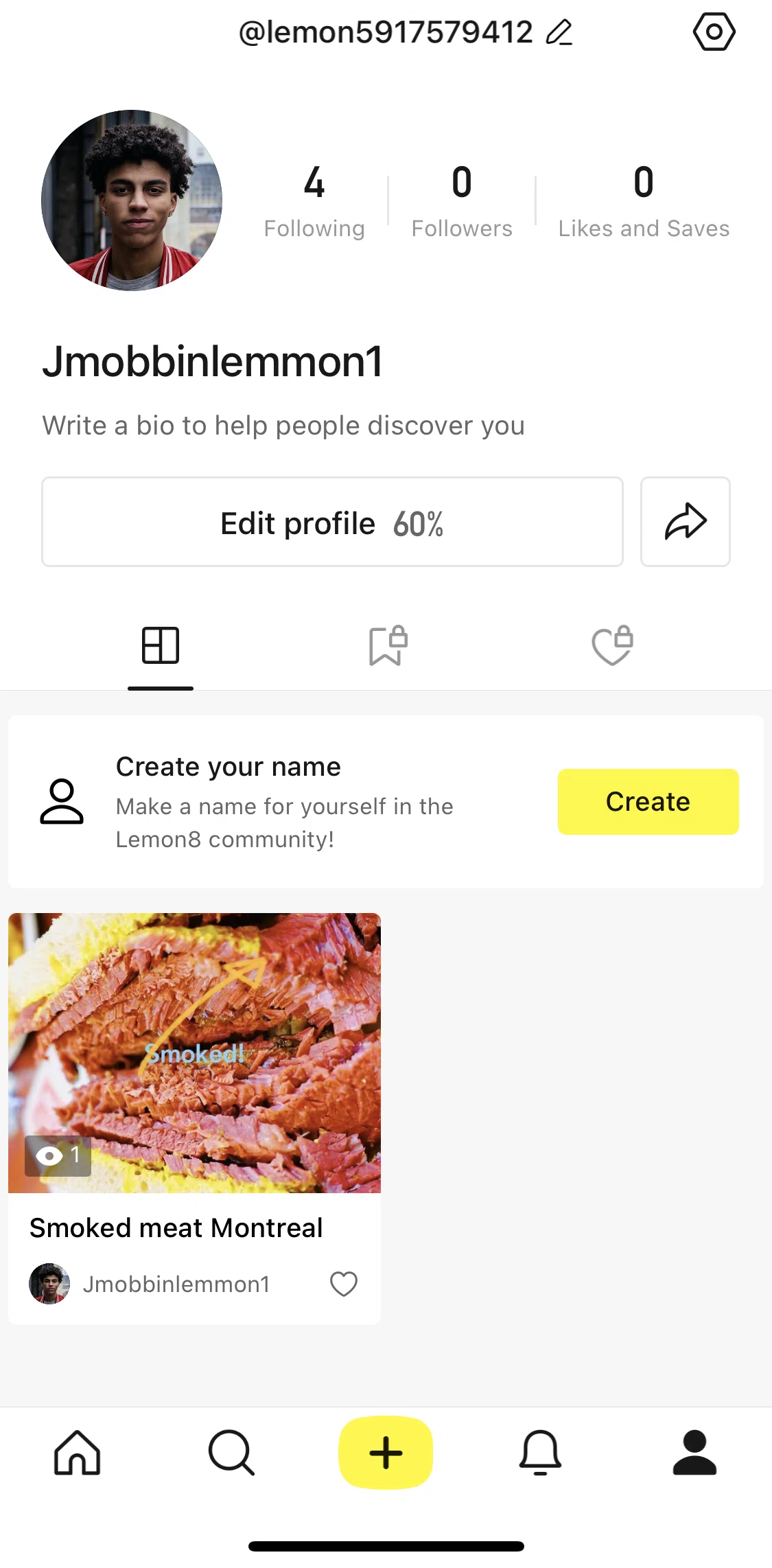 Lemon8 Screen screen in the Adding profile information flow